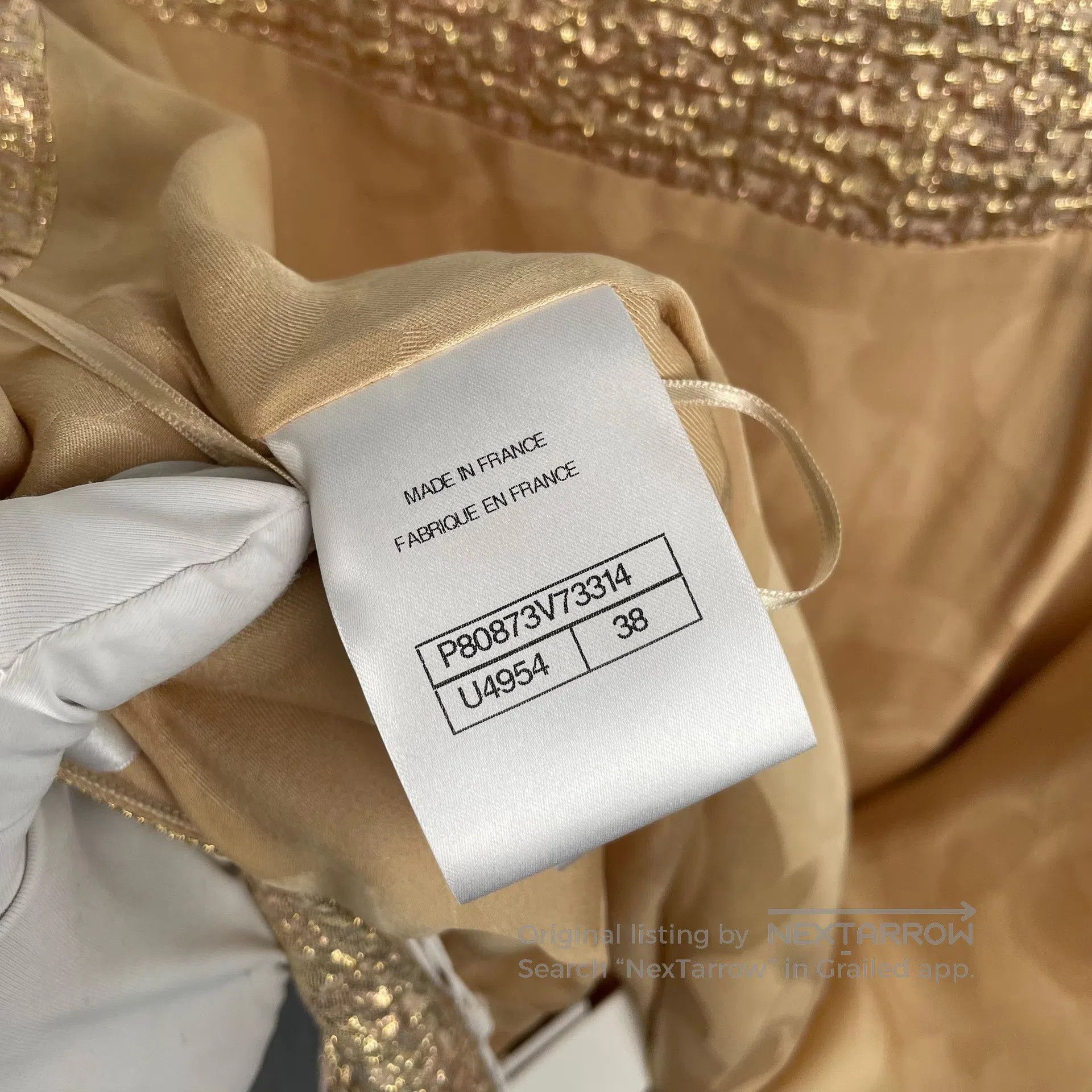 Chanel Chanel Gold foil pleated texture square neck tube dress si Size XS / US 0-2 / IT 36-38 - 5 Thumbnail