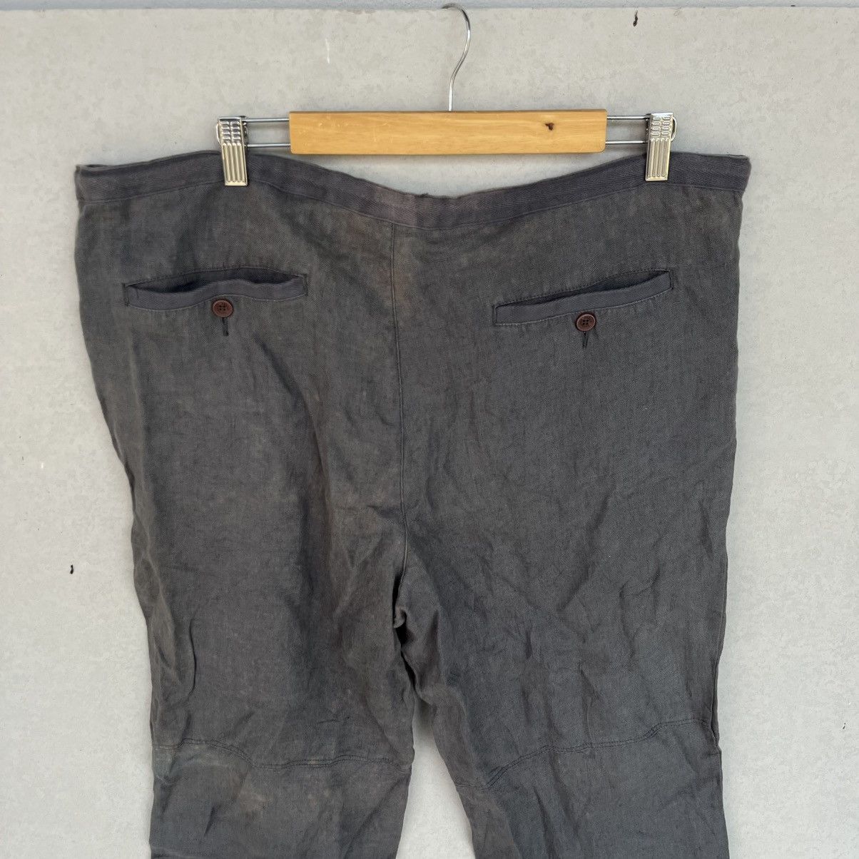 Other Vintage Grey Linen Trousers With Drawstring Waist Size L Size 32" / US 10 / IT 46 - 5 Thumbnail