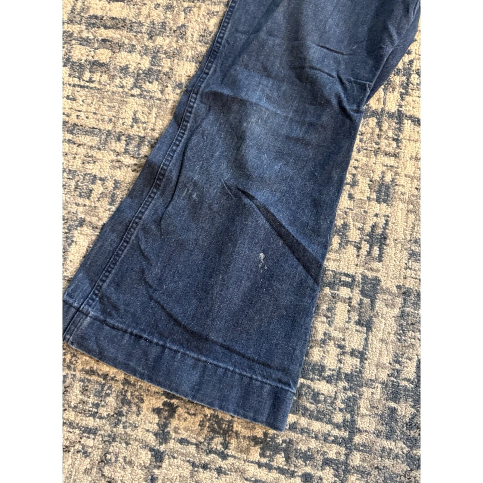 Vintage VTG 80s Seafarer US Navy Denim Utility Trousers Jeans Men’s Flare Bottom 33x26.5 Size US 33 - 3 Thumbnail