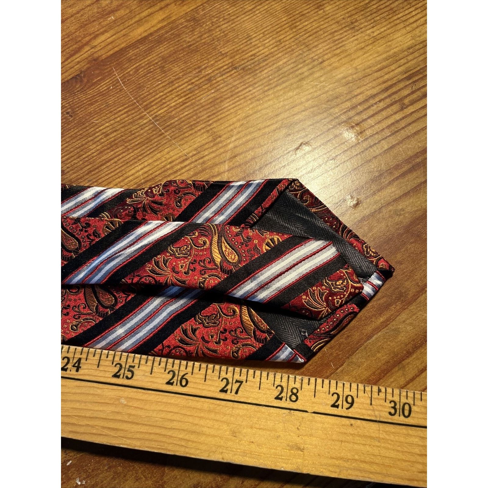 Bruno Piattelli Bruno Piattelli Pure Silk Men’s Red Striped Paisley Necktie Size ONE SIZE - 7 Thumbnail