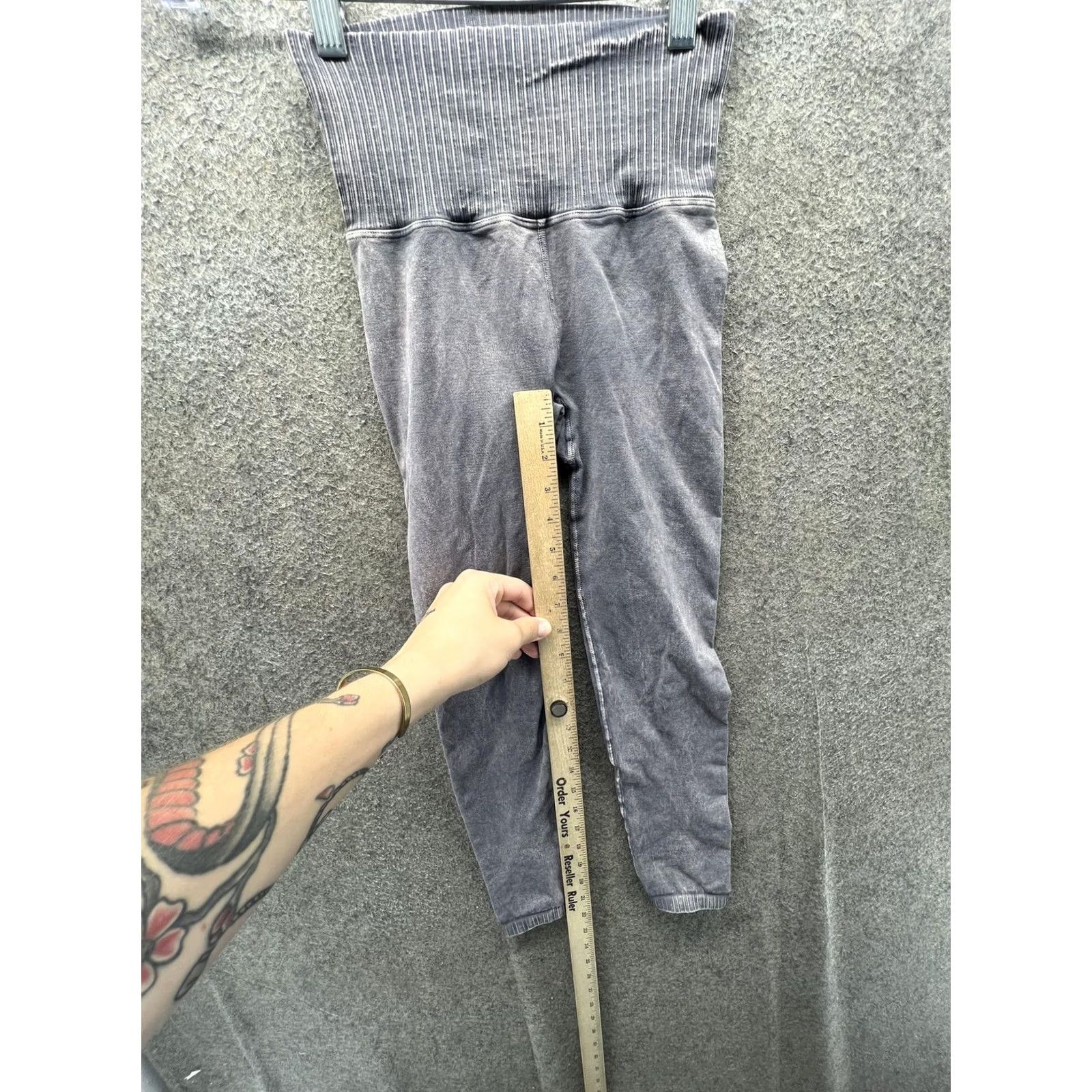 Vintage Leggings Women S Gray Striped Waist Ankle Jersey Elastic High Rise Stretch Size S / US 4 / IT 40 - 3 Thumbnail