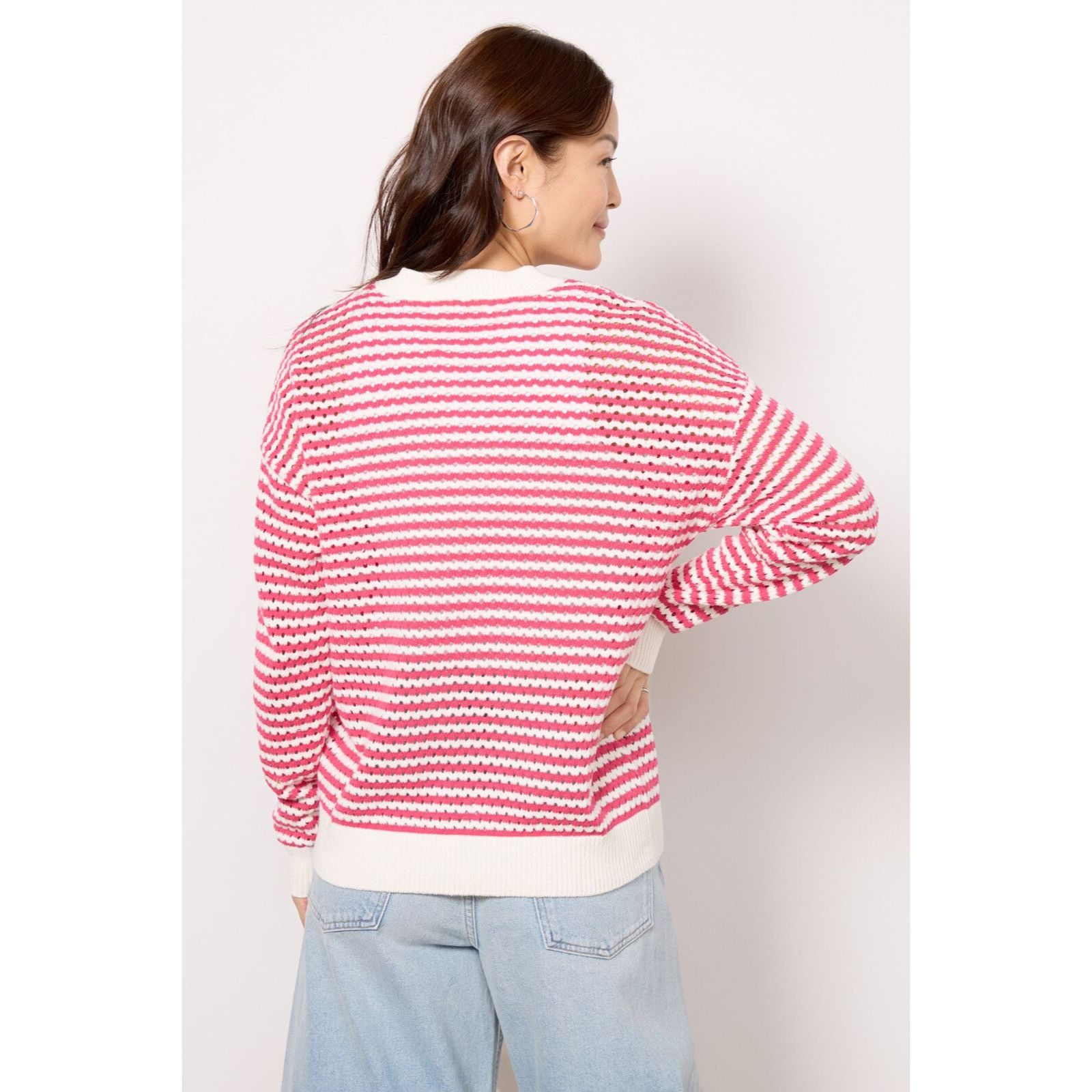Spiritual Gangster Spiritual Gangster Pink & Ivory Stripe Sweater Size S / US 4 / IT 40 - 4 Thumbnail