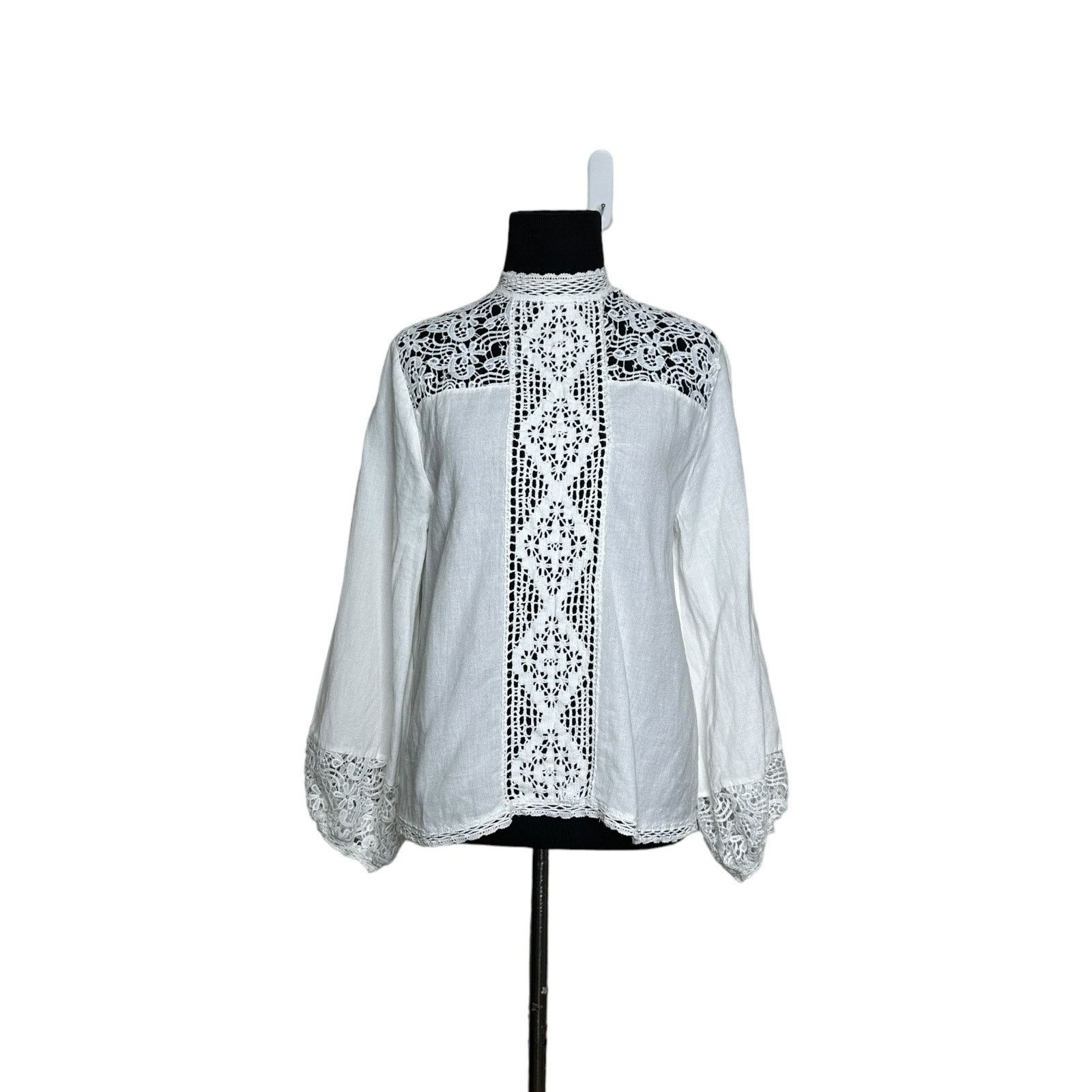 Zara Zara white eyelet long sleeves blouse size Small Size S / US 4 / IT 40 - 10 Thumbnail