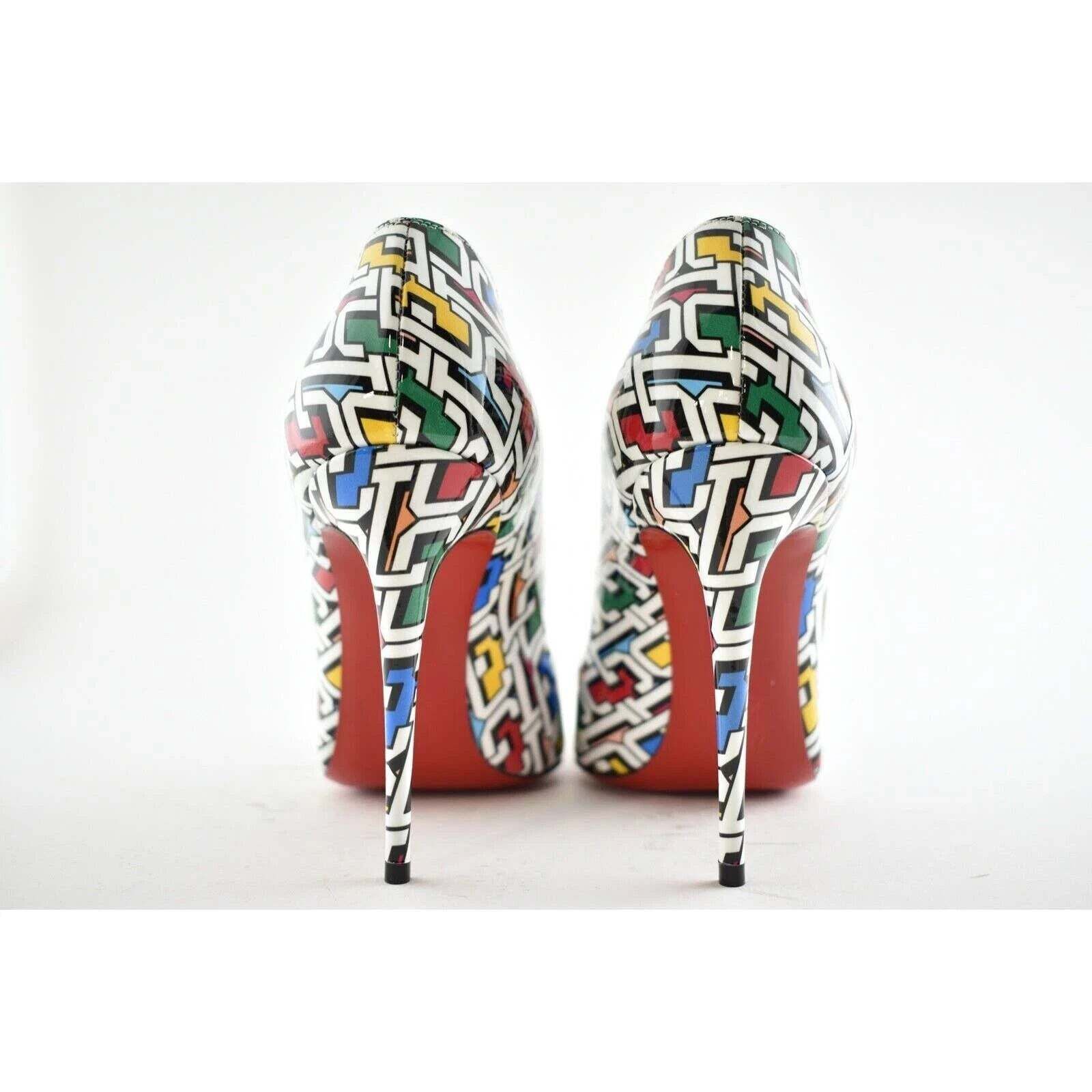 Christian Louboutin Christian Louboutin Hot Chick 100 Patent CL 3D Black Blue Size US 5 / IT 35 - 11 Thumbnail