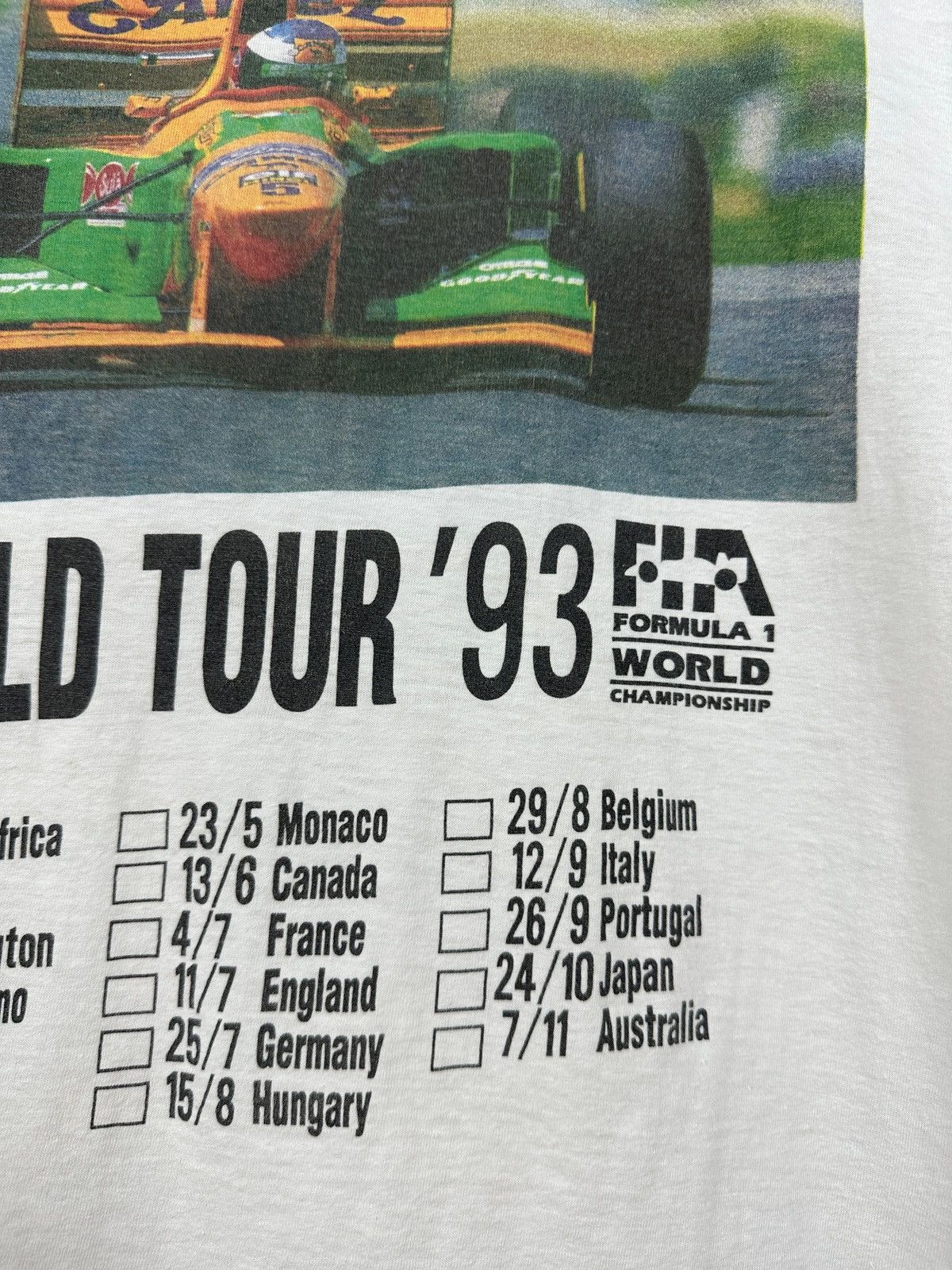 Formula 1 1993 Vintage G.P Hockenheim Benetton B193 Ford F1 Tour Tee Size US XXL / EU 58 / 5 - 9 Thumbnail