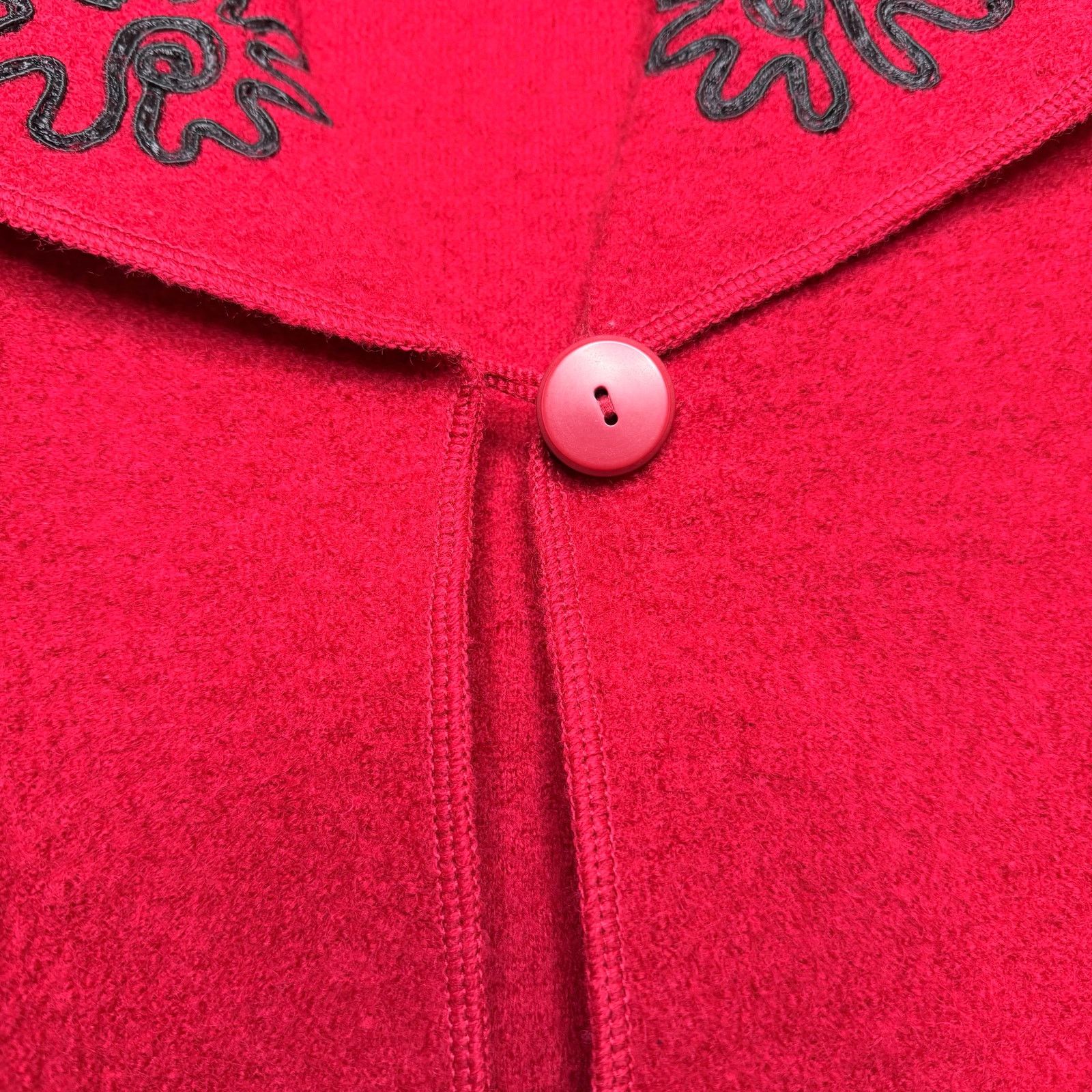Other Alexandra Bartlett Red Wool Swing Coat Black Applique Size L Size L / US 10 / IT 46 - 5 Thumbnail