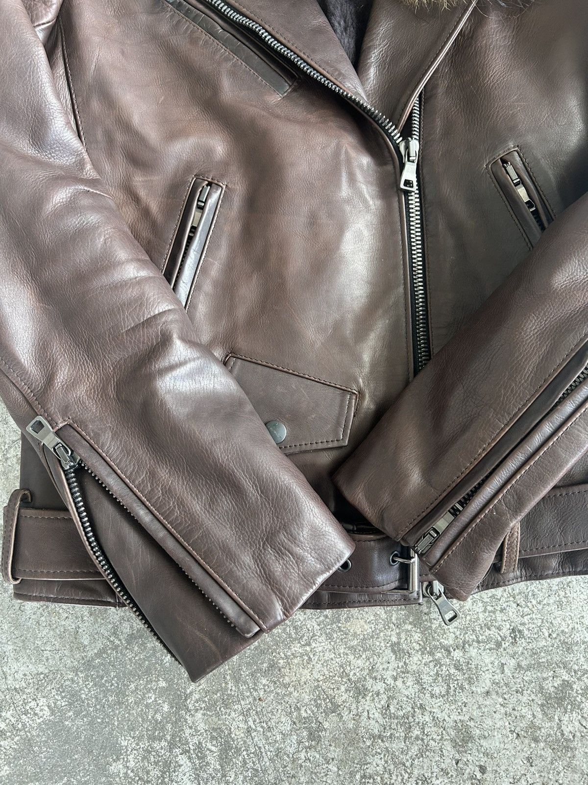Balmain Balmain by Decarnin AW11 Brown Leather Fur Jacket Size US XS / EU 42 / 0 - 6 Thumbnail