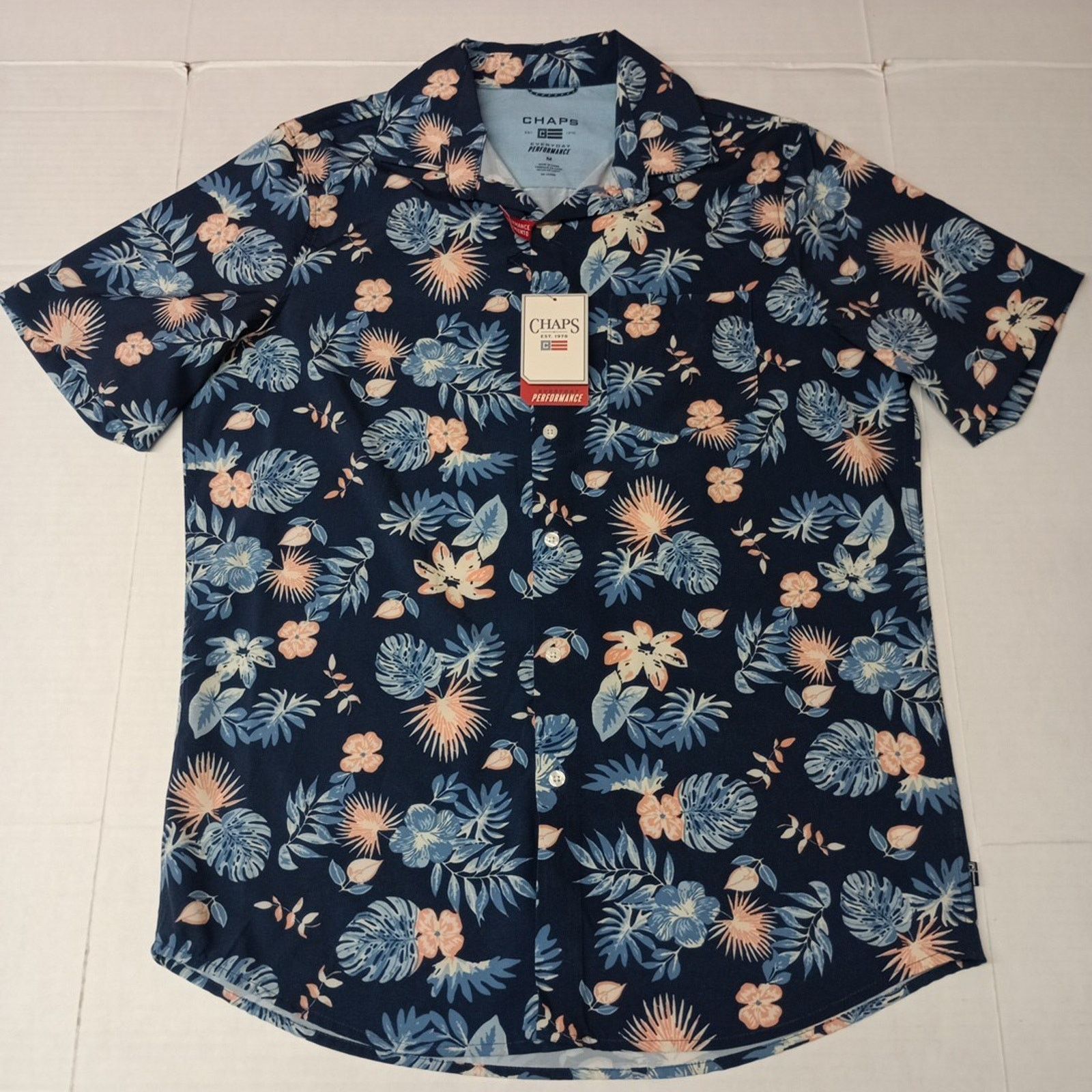 Chaps Chaps Woven Shirt Men's Size M Blue Floral Stretch UPF 50 Size US M / EU 48-50 / 2 - 1 Thumbnail