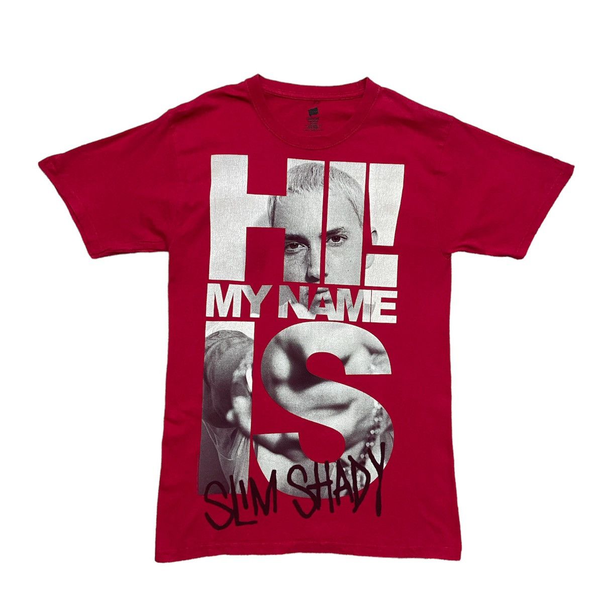 image of Eminem My Name Is Slim Shady Tees in Red, Men's (Size Small)