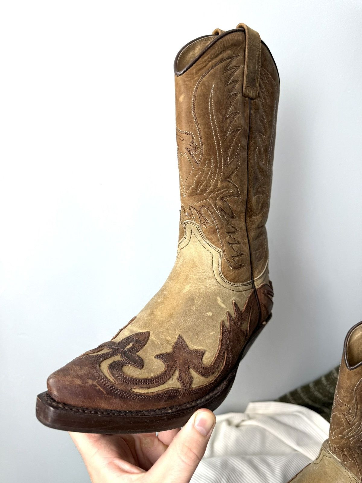 Cowboy Equipment 💥Rare! Vintage Sendra Western Leather Cowboy Boots Size US 6 / IT 36 - 3 Thumbnail