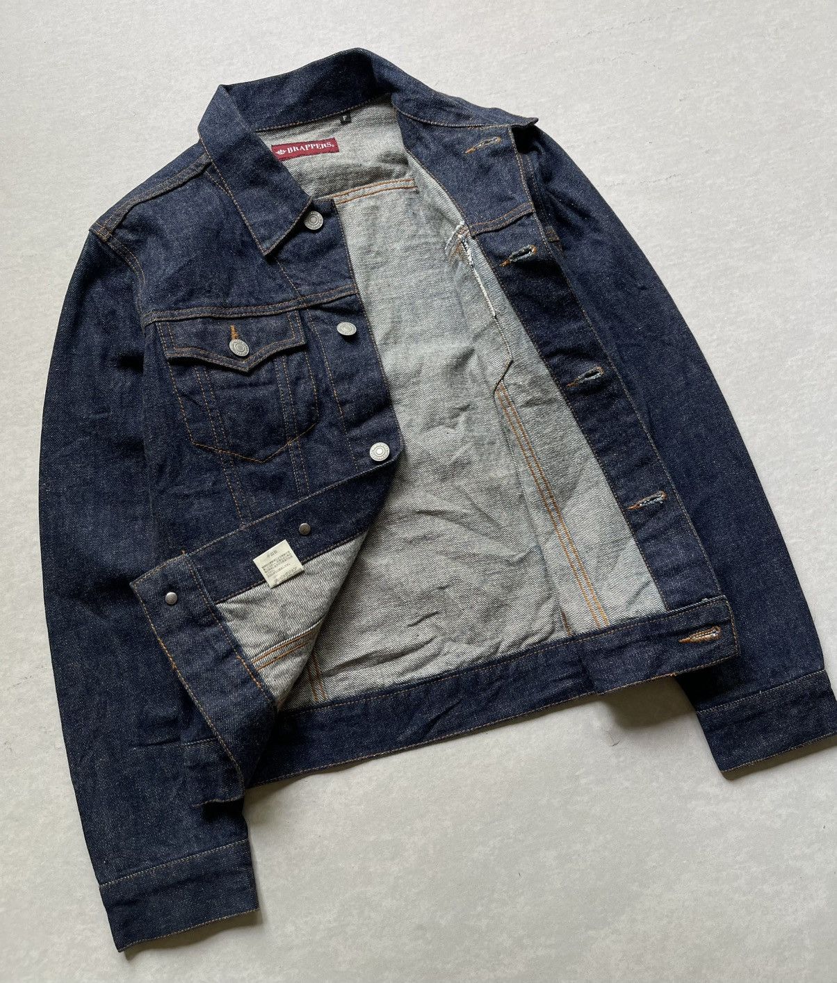 Japanese Brand 🔥VINTAGE BRAPPERS INDIGO DENIM TRUCKER JACKET Size US S / EU 44-46 / 1 - 7 Thumbnail