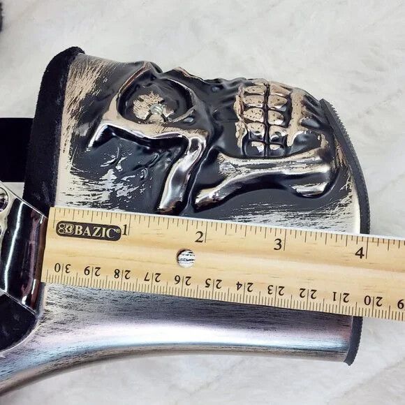 Other Rapture Silver Pewter Spike Skull & Bones 8" High Heel Platf Size US 7 / IT 37 - 7 Thumbnail