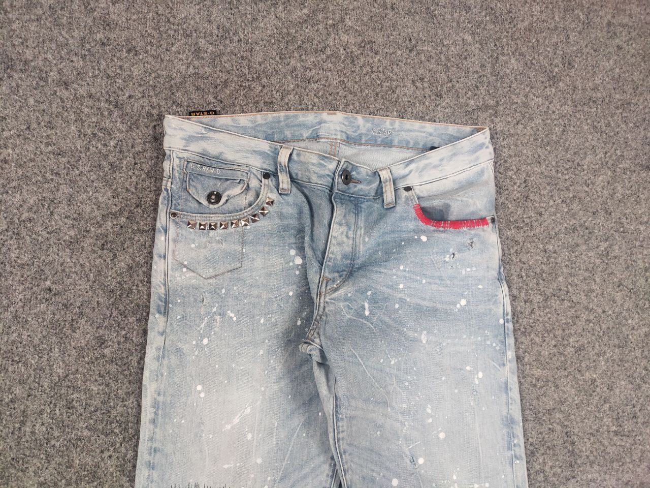 G-Star G star raw custom denim Flared le Grand Bleu peint Jeans Y2K Size US 33 - 6 Thumbnail
