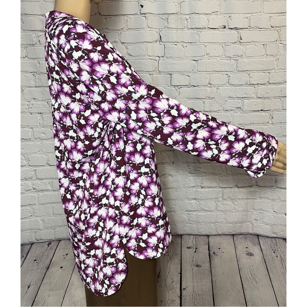 Banana Republic New Banana Republic Floral Purple Long Sleeve Top Tunic Siz Size M / US 6-8 / IT 42-44 - 3 Thumbnail