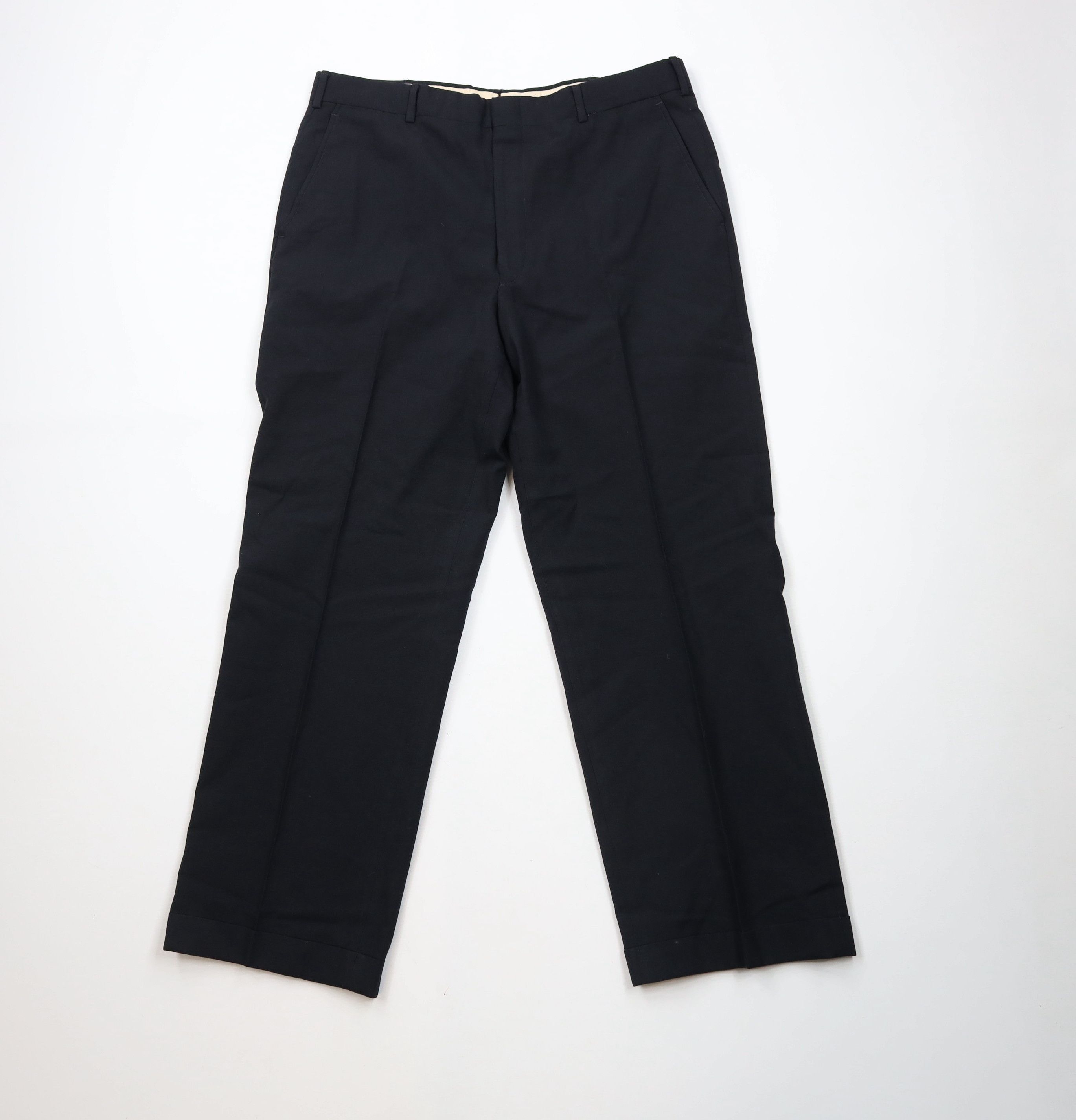 Vintage Vintage 70s Streetwear Wool Cuffed Wide Leg Pants Black USA Size US 34 / EU 50 - 1 Thumbnail