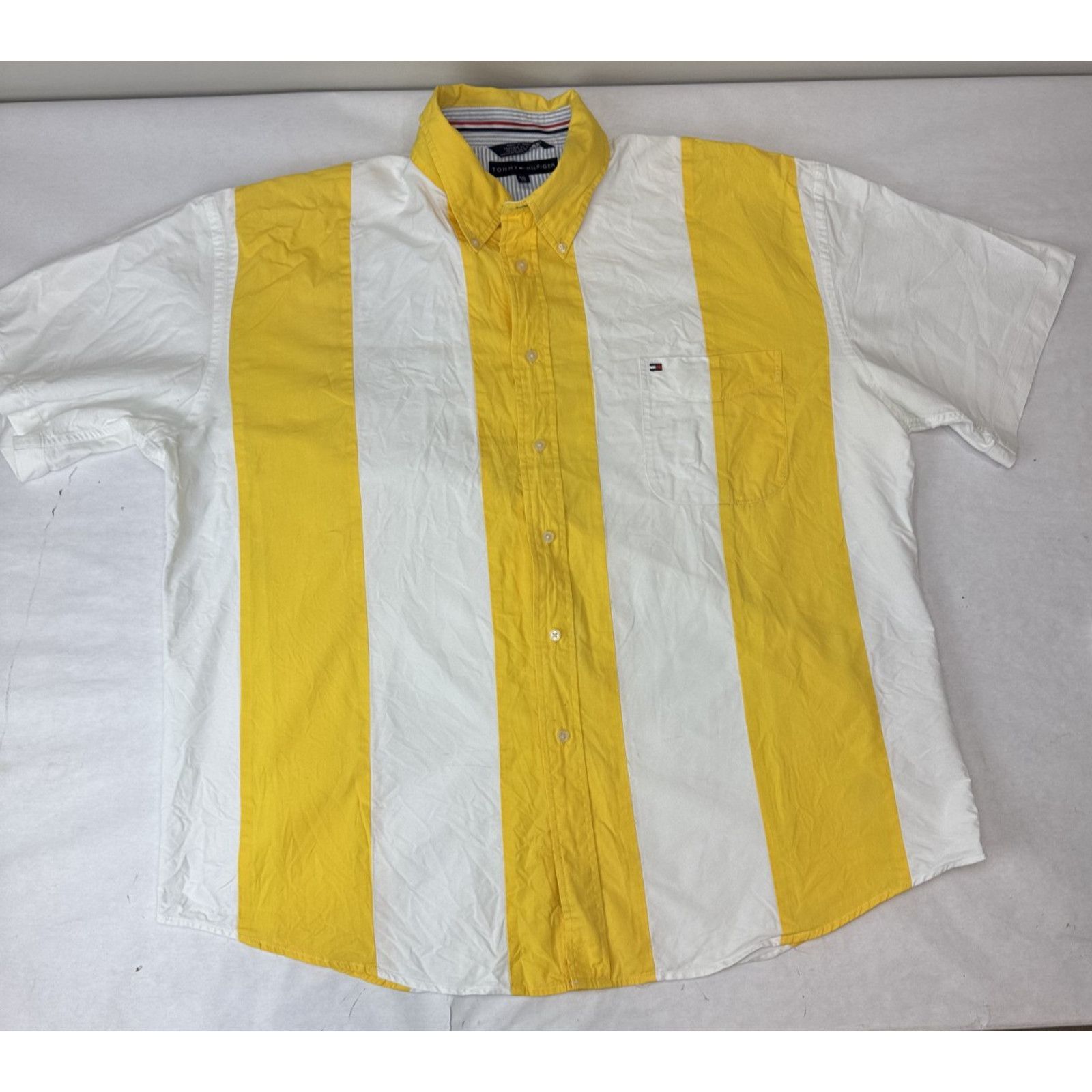 Tommy Hilfiger Y2K Vintage Twee Tommy Hilfiger Shirt Yellow White XXL Size US M / EU 48-50 / 2 - 1 Thumbnail