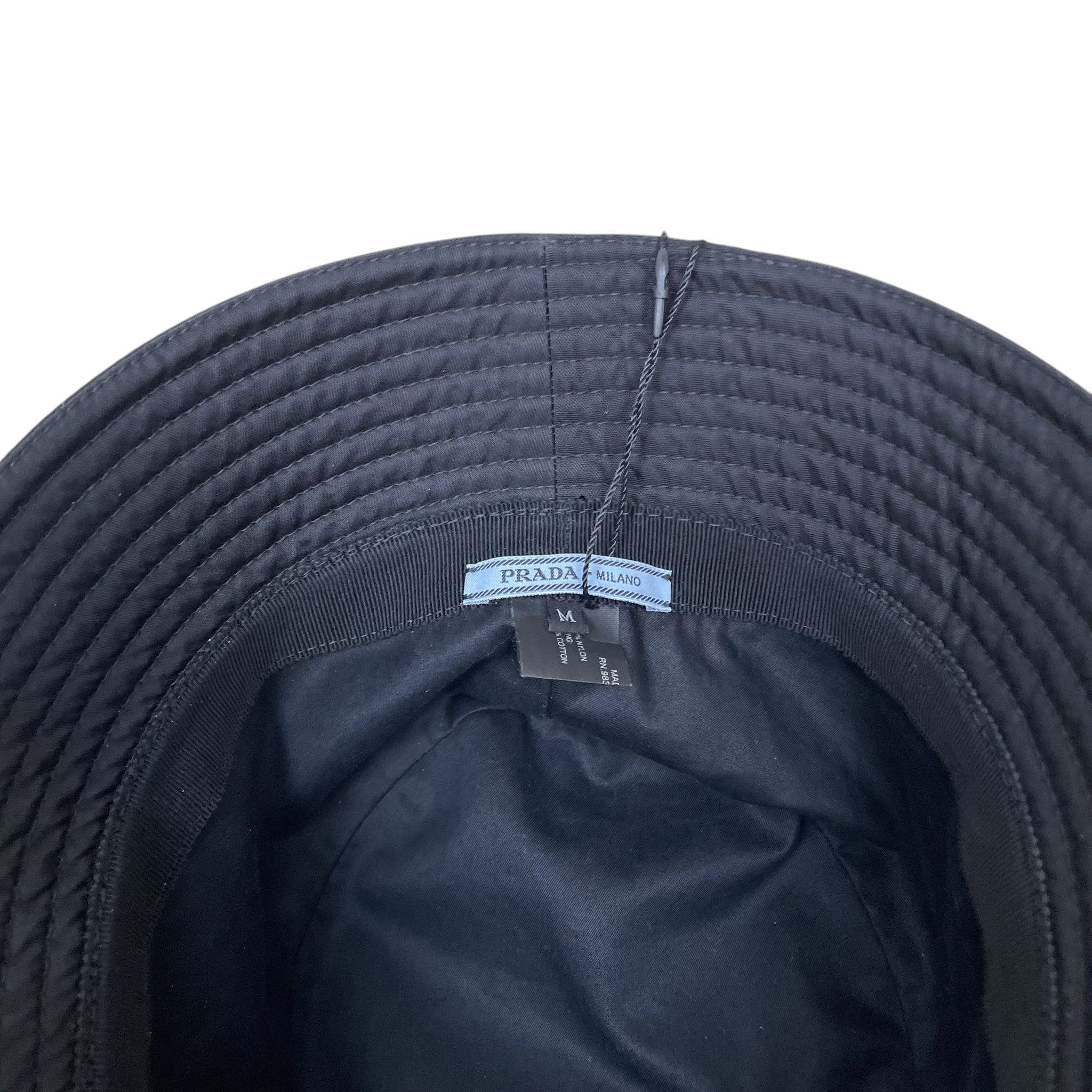 Prada Prada Triangle Logo-Plaque Nylon Bucket Hat Black (Size M) Size 34 - 4 Thumbnail