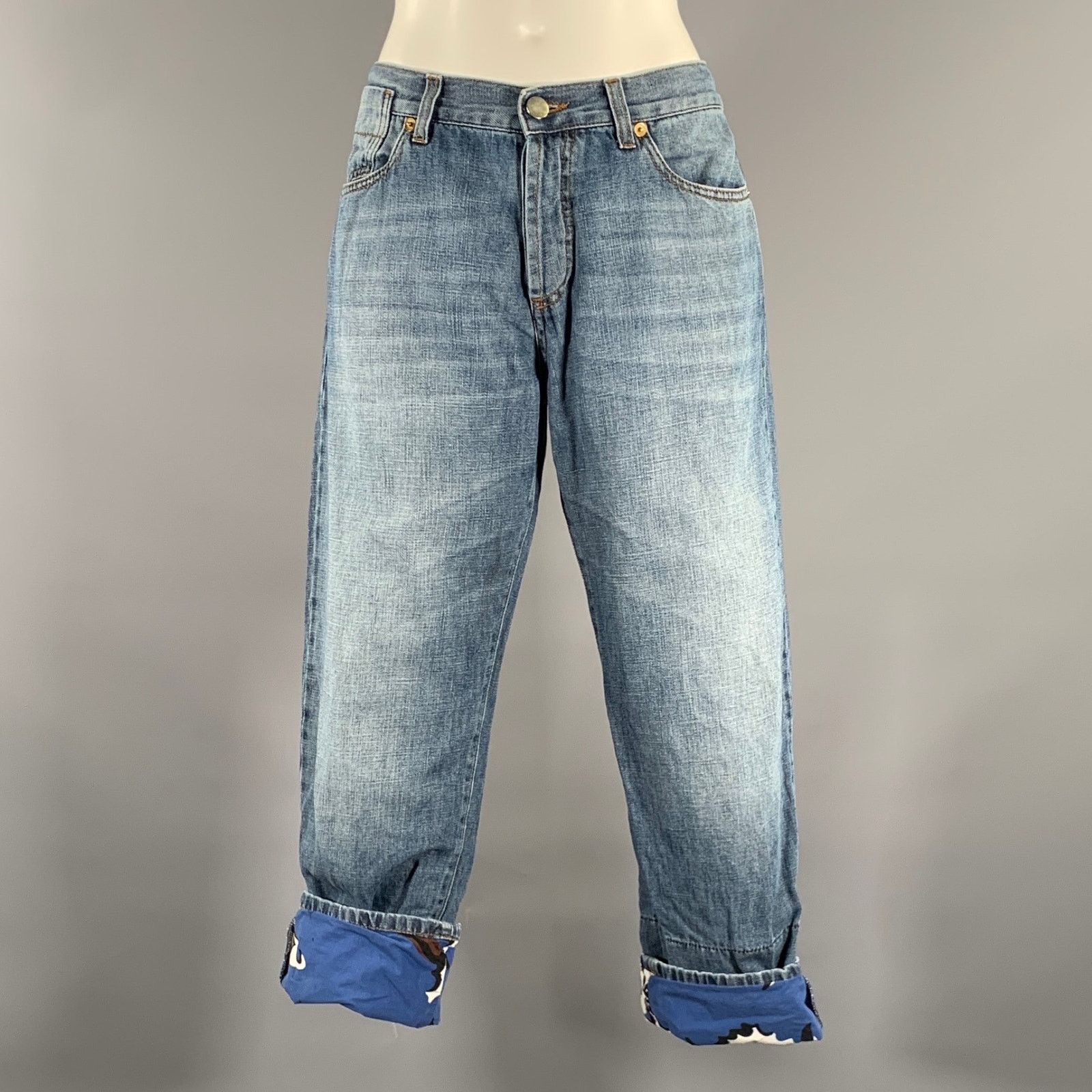 Marni MARNI Size M Blue Brown Cotton Linen Casual Pants Size 30" / US 8 / IT 44 - 1 Thumbnail