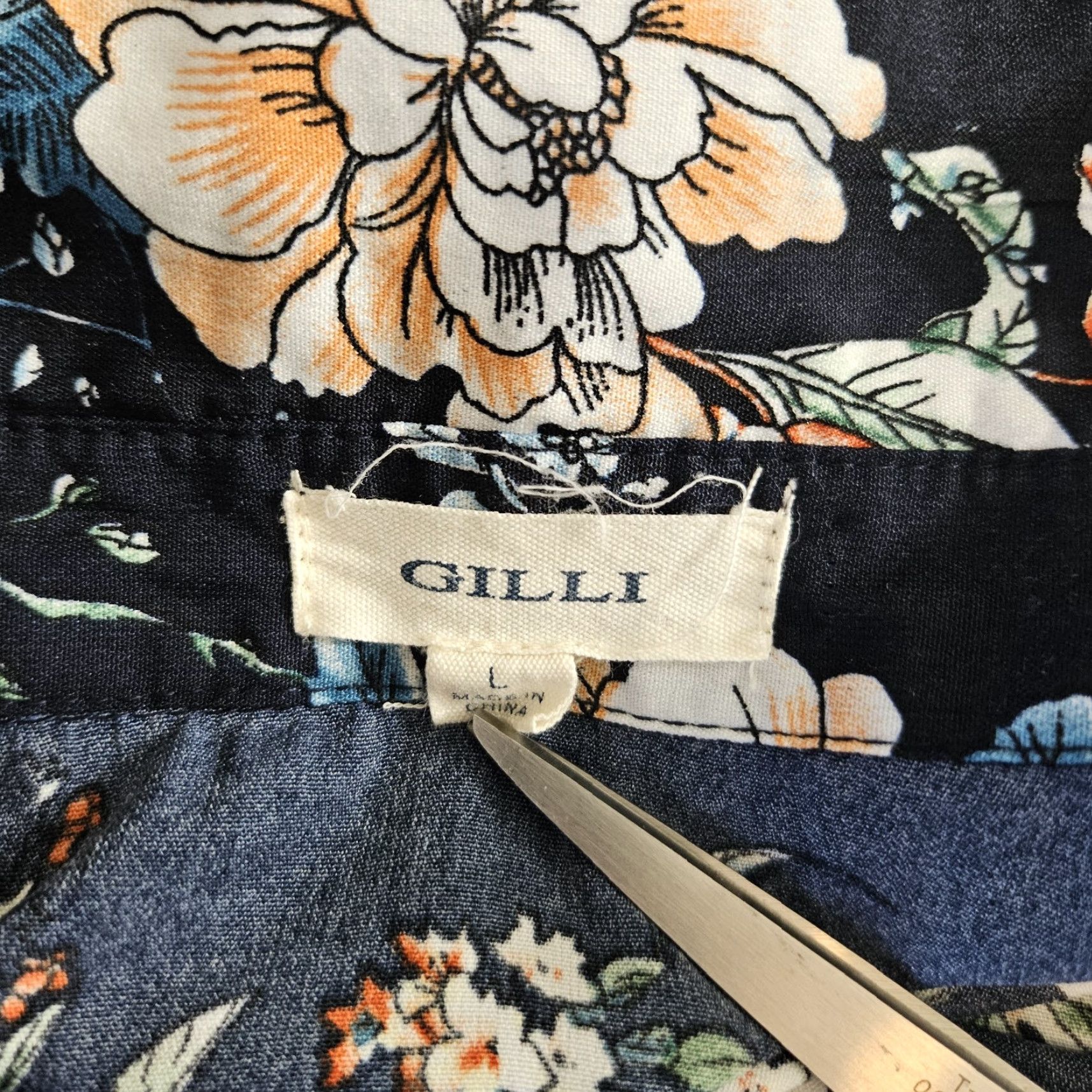 Vintage Gilli Dress Shirt Dress Womens Large Blue Floral 3/4 Sleeve Button Up Size L / US 10 / IT 46 - 6 Thumbnail