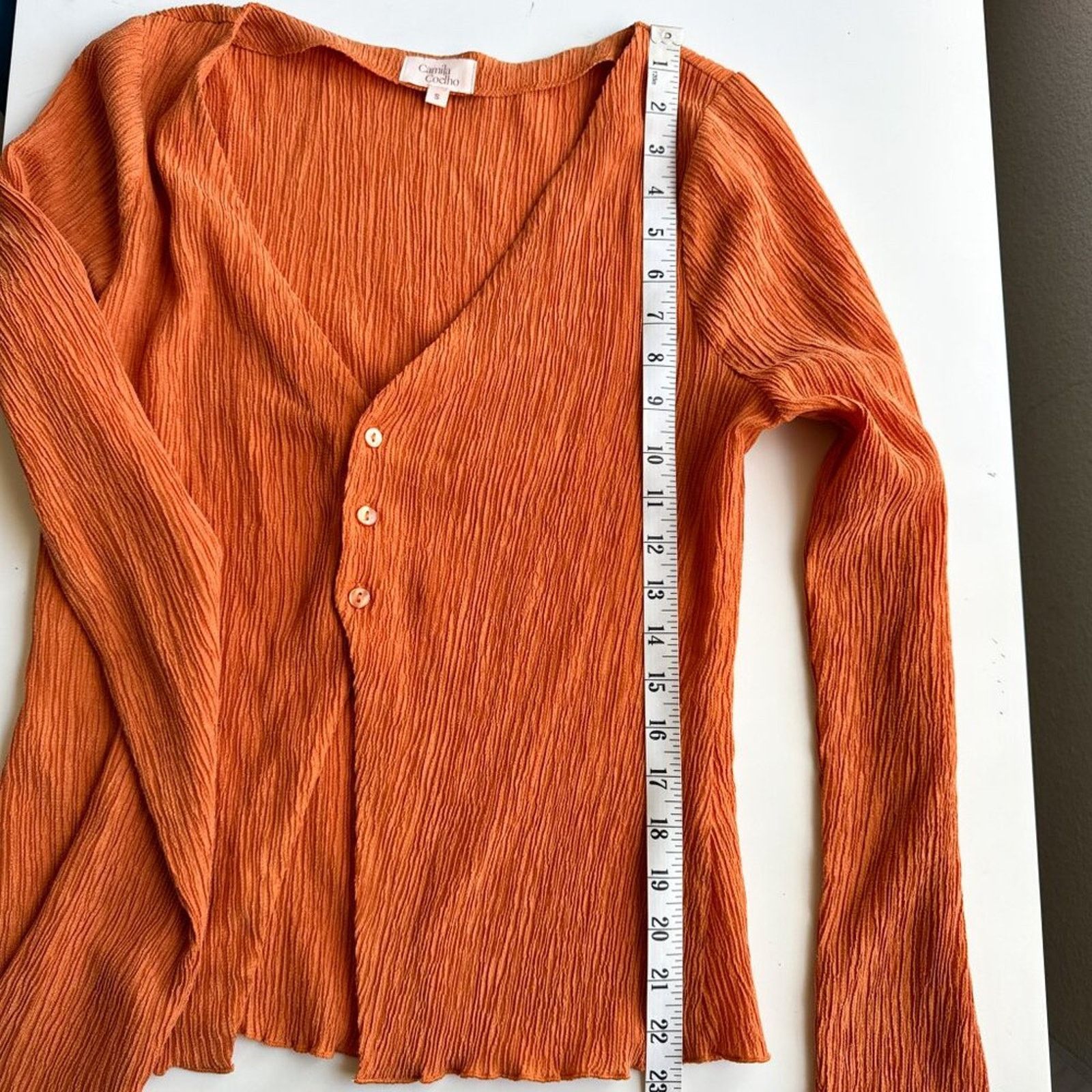 Camila Coelho Camila Coelho Tais Long Sleeve Crinkle Top Orange Small Size S / US 4 / IT 40 - 7 Thumbnail