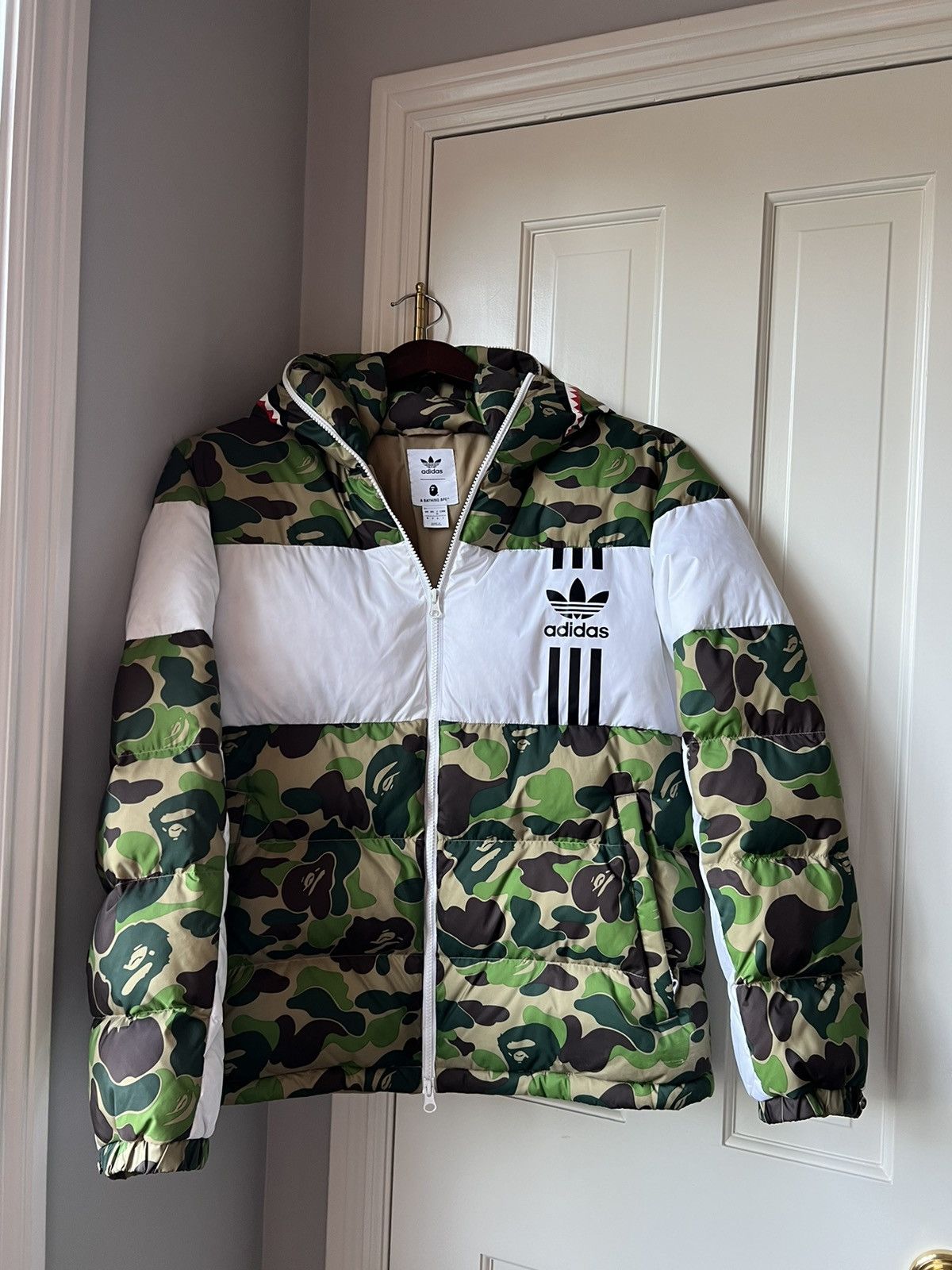 Adidas bape puffer jacket best sale