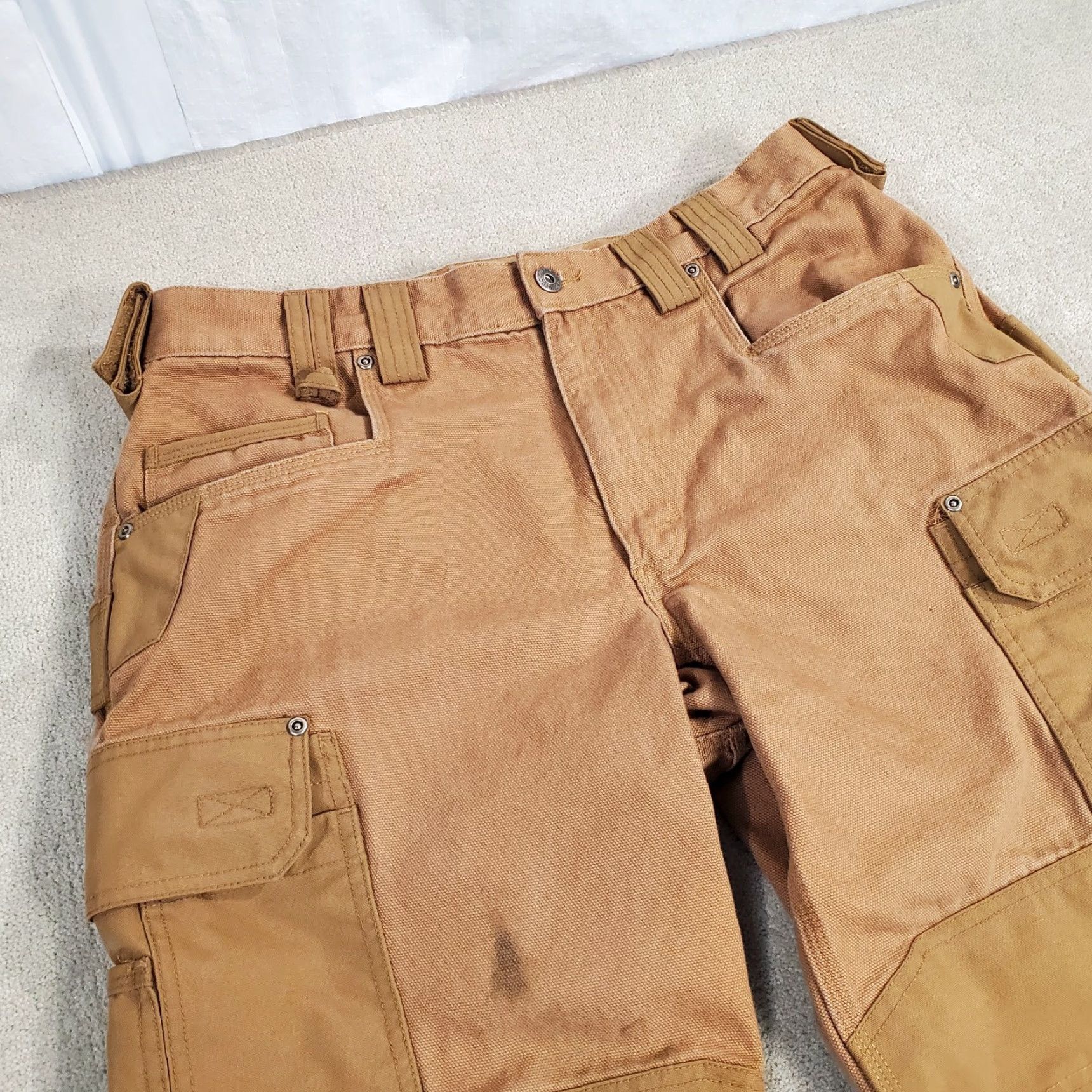 Doublet Duluth Cargo Pants Mens 36x34 Brown Canvas Work Pants Regular Inseam 34 Cargo Pockets Logo 95209 Size US 36 / EU 52 - 2 Thumbnail