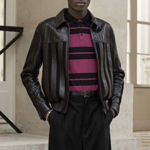 Saint Laurent Paris Saint Laurent Striped Leather Jacket Size US L / EU 52-54 / 3 - 2 Thumbnail