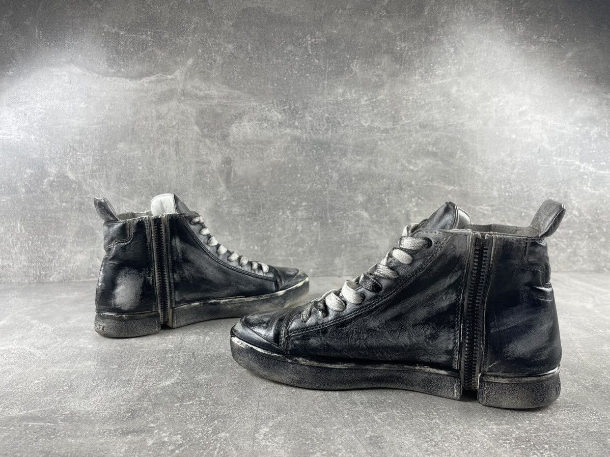 Diesel Diesel Distressed Leather High Top Sneakers with Side Zipper Size US 7 / EU 40 - 6 Thumbnail