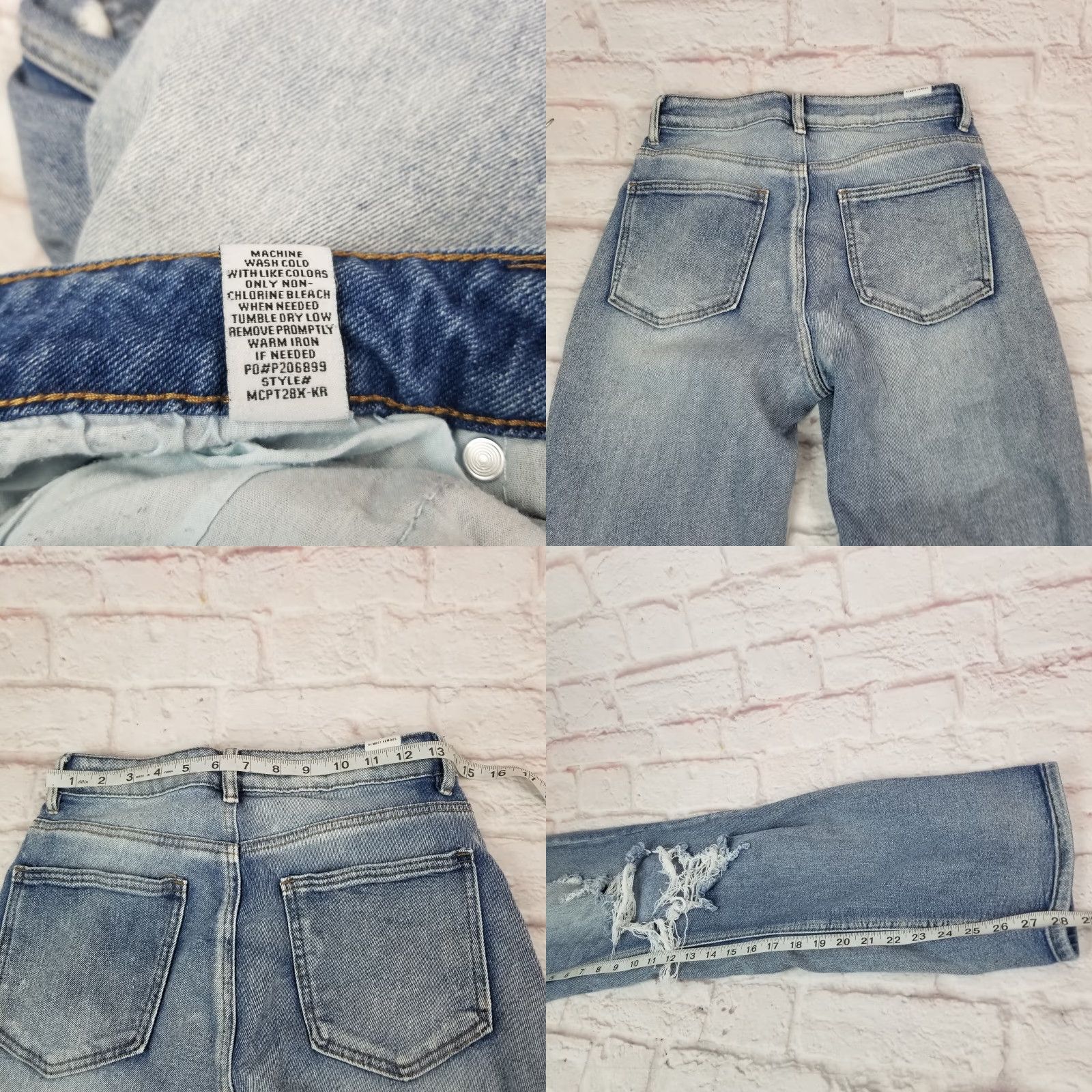 Almost Famous VINTAGE Almost Famous Womens Jeans Size 3 Denim High Rise Light Wash Distressed Size 26" / US 2 / IT 38 - 8 Thumbnail
