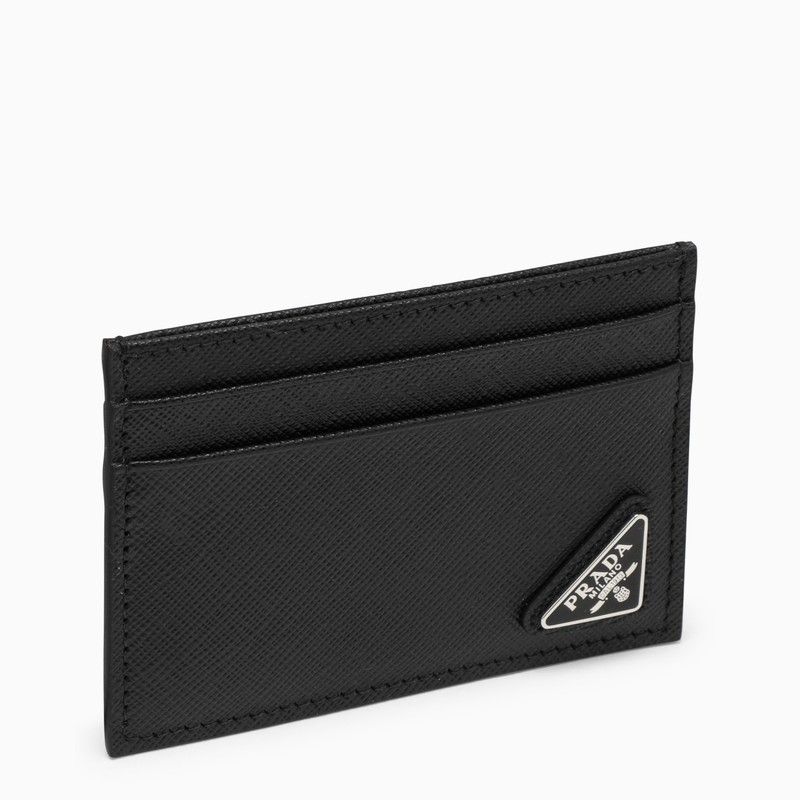 image of Prada Men Black Saffianocard Holder With Logo