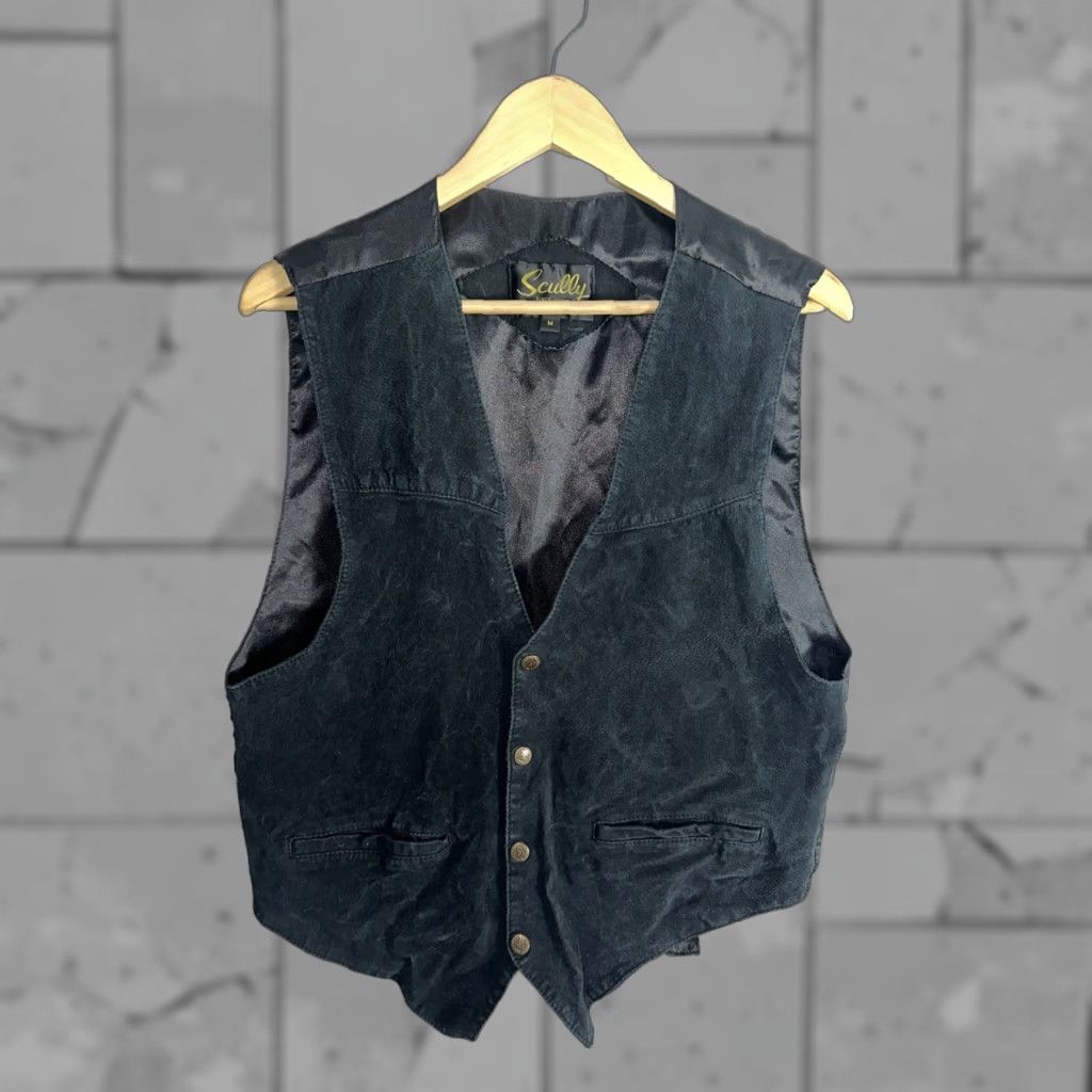 Scully Scully Mens Vest M Black Suede Front Snap Genuine Leather Formal Wear Size US M / EU 48-50 / 2 - 1 Thumbnail