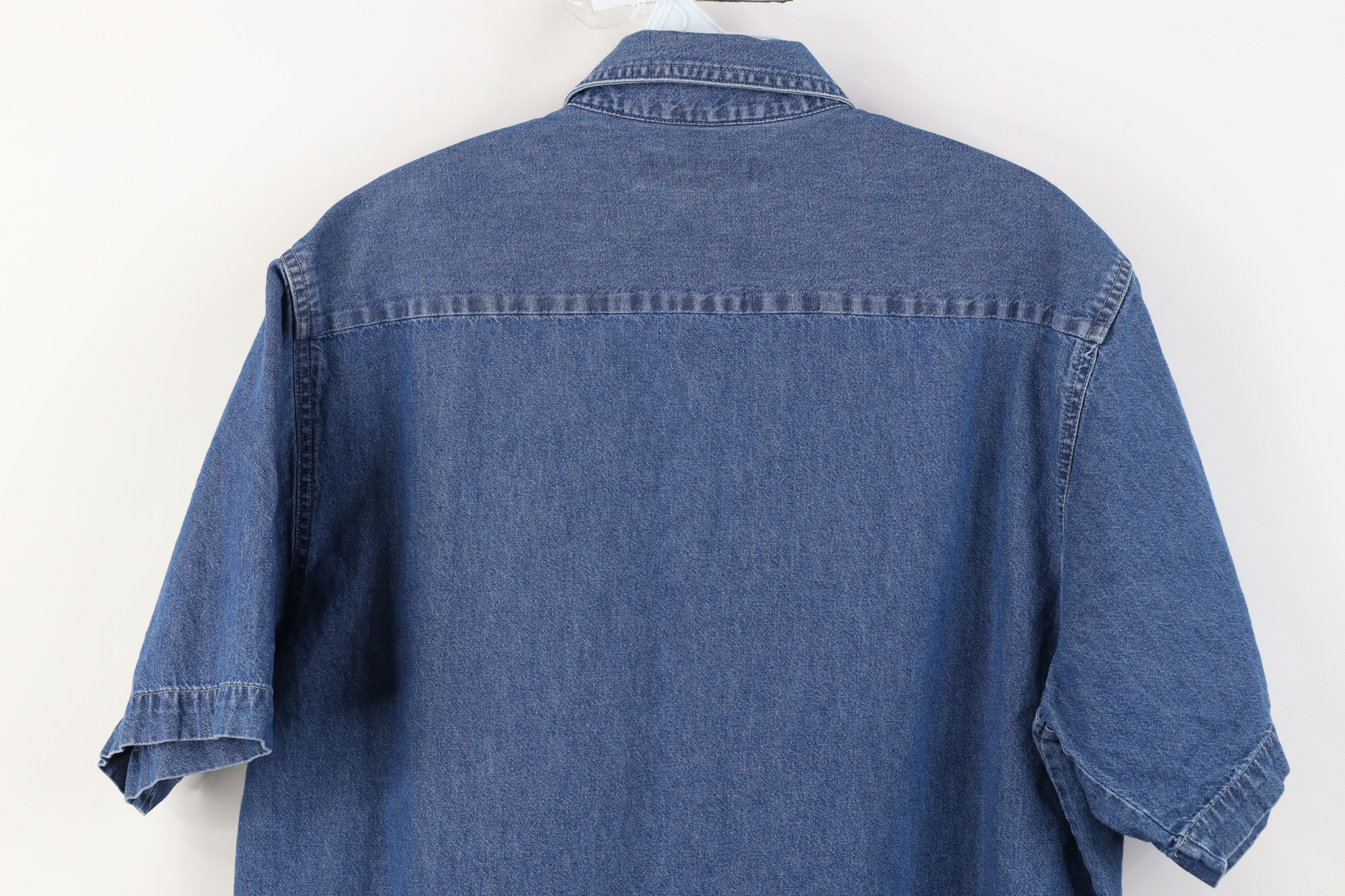 Vintage Vintage 90s Streetwear Short Sleeve Jean Button Down Shirt Size US M / EU 48-50 / 2 - 12 Thumbnail