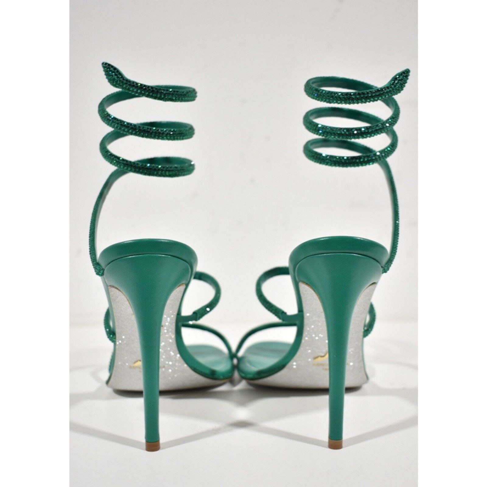 Rene Caovilla Cleo Emerald Crystal Ankle Wrap Strap Sandal Heel Pump 38 Size US 8 / IT 38 - 11 Thumbnail