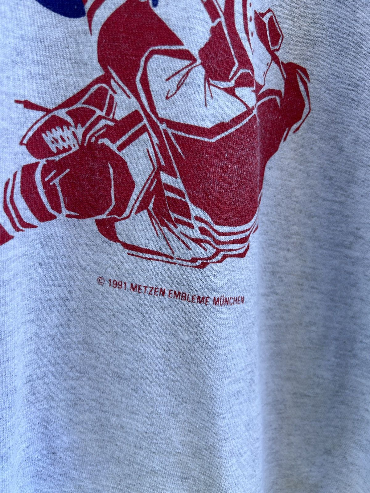 NHL 90s Vintage Dusseldorf Eishockey 1991 Metzen Embleme T-Shirt Size US M / EU 48-50 / 2 - 3 Thumbnail