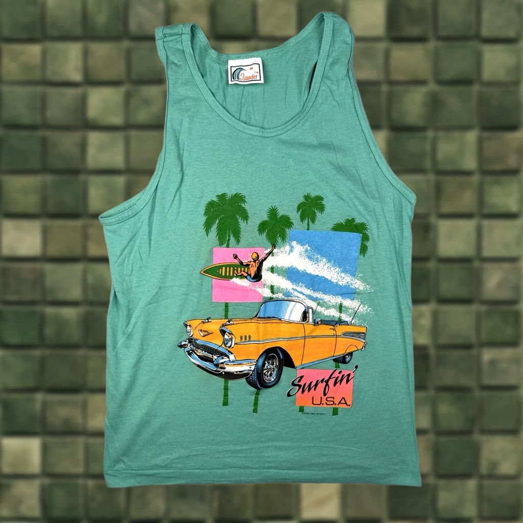 Vintage VINTAGE Islander Surf Tank Top T-Shirt Sleeveless Beach Miami 80s Green M Men Size US M / EU 48-50 / 2 - 1 Thumbnail
