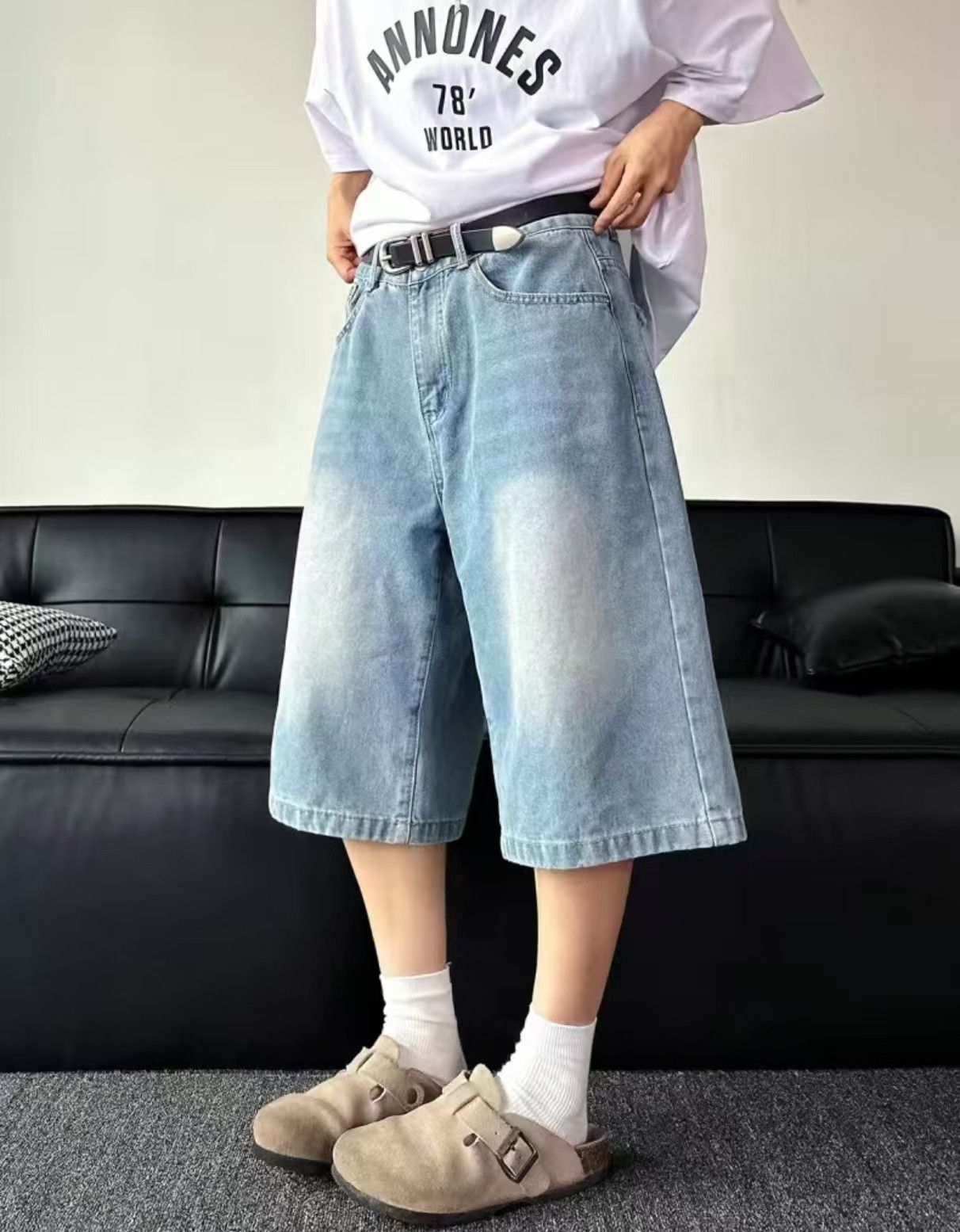Japanese Brand × Jean Blue Street Fashion Washed Denim Shorts Size US 32 / EU 48 - 3 Thumbnail