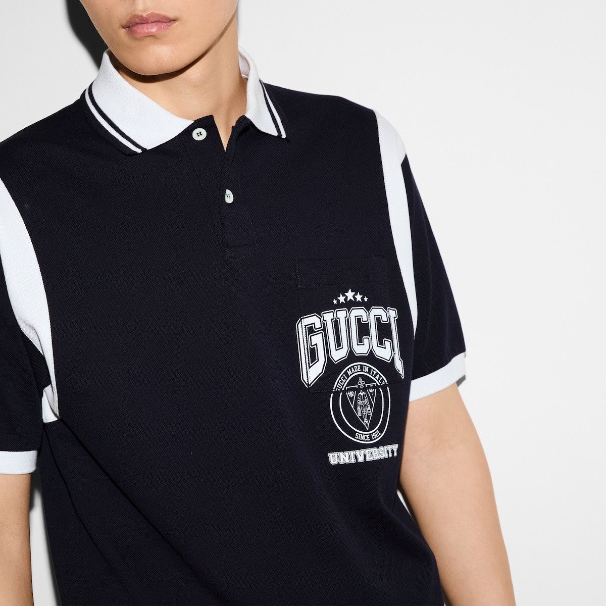 Gucci o1s1wg110925 Cotton Piquet Polo Shirt With Print in Navy Size US XXL / EU 58 / 5 - 5 Thumbnail