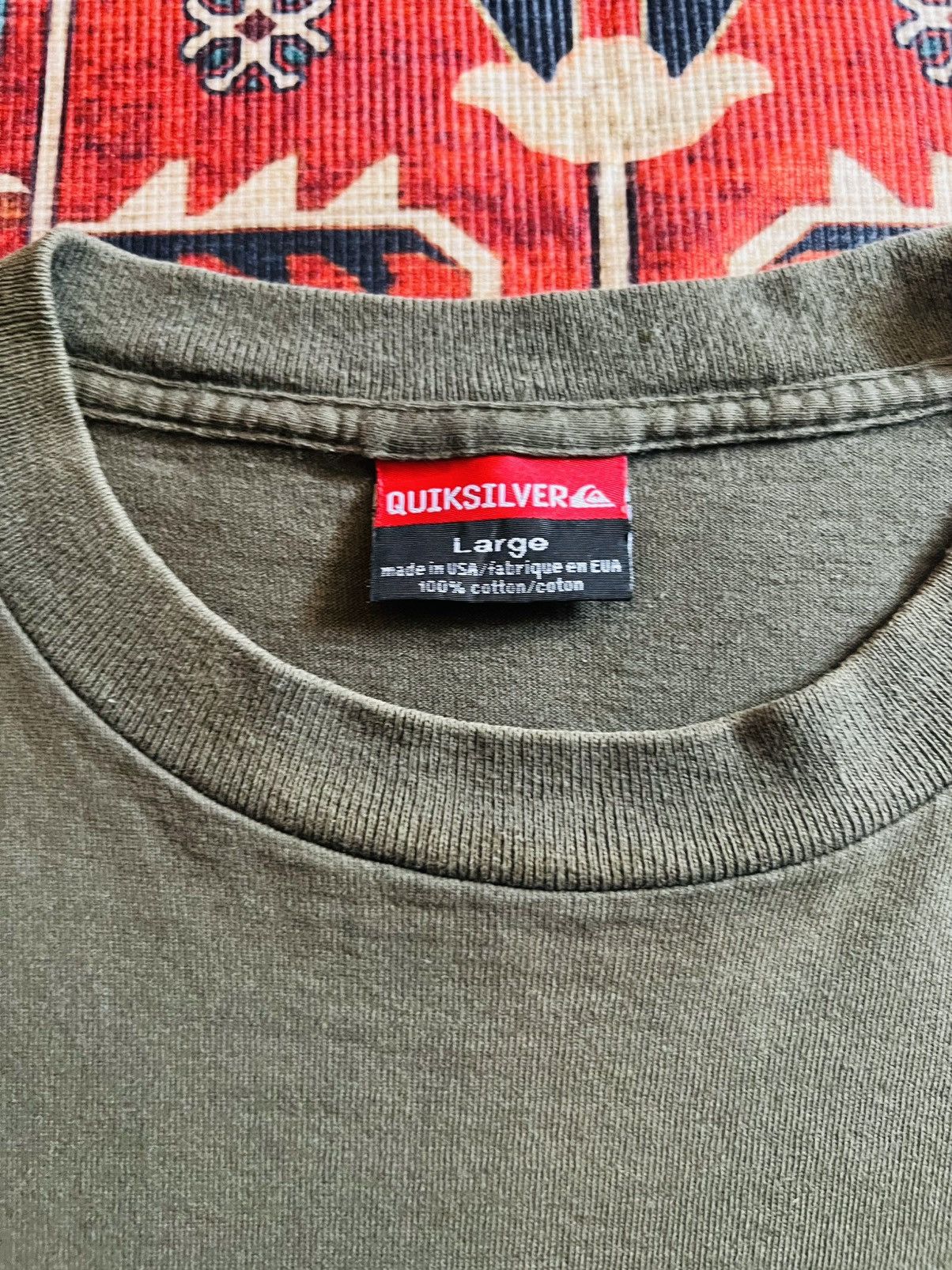 Quiksilver Vintage Quicksilver Olive Green OG Logo Mullet Tee Size US L / EU 52-54 / 3 - 5 Thumbnail