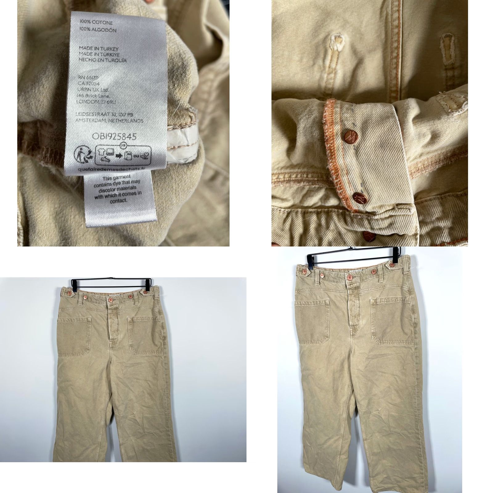 Vintage We The Free Barrel Jeans Women Regular 31 Beige Denim 5-Pocket Button Fly Wide-Leg High Rise Inseam 28" Vintage: No Size 24" / US 00 / IT 34 - 9 Thumbnail