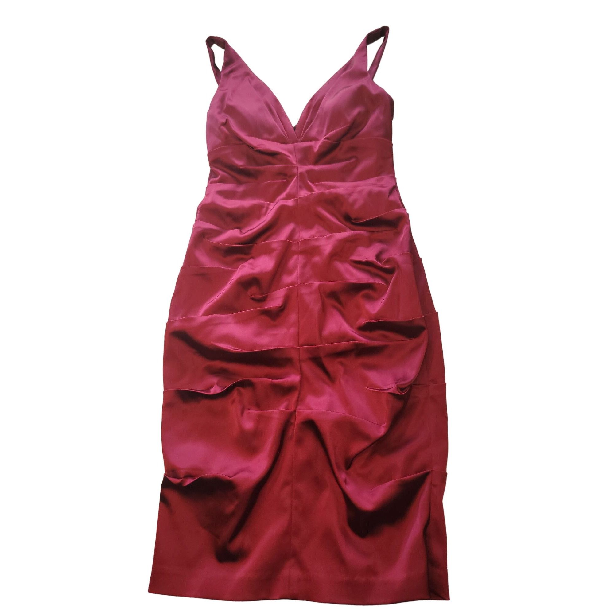 Designer Xscape Rouched Sheath Dress Women Sz 12 Maroon Mini Designer