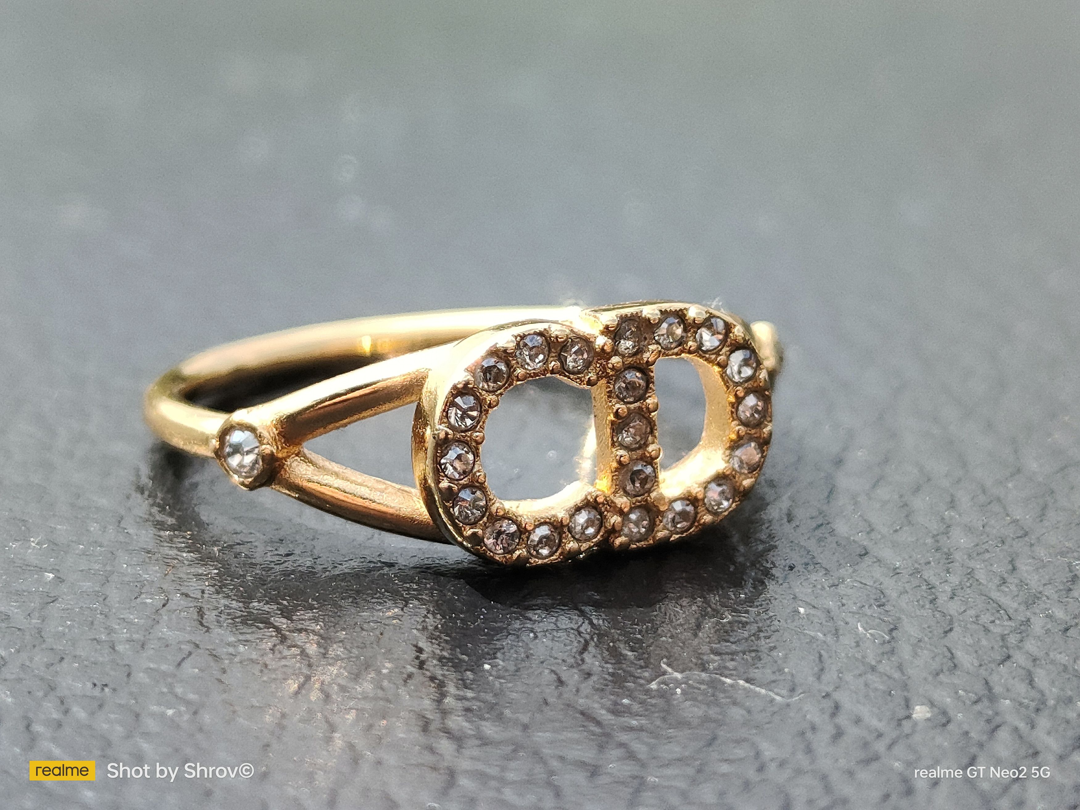Dior DIOR Clair D Lune Ring Gold-Finish Metal and White Crystals Size ONE SIZE - 9 Thumbnail