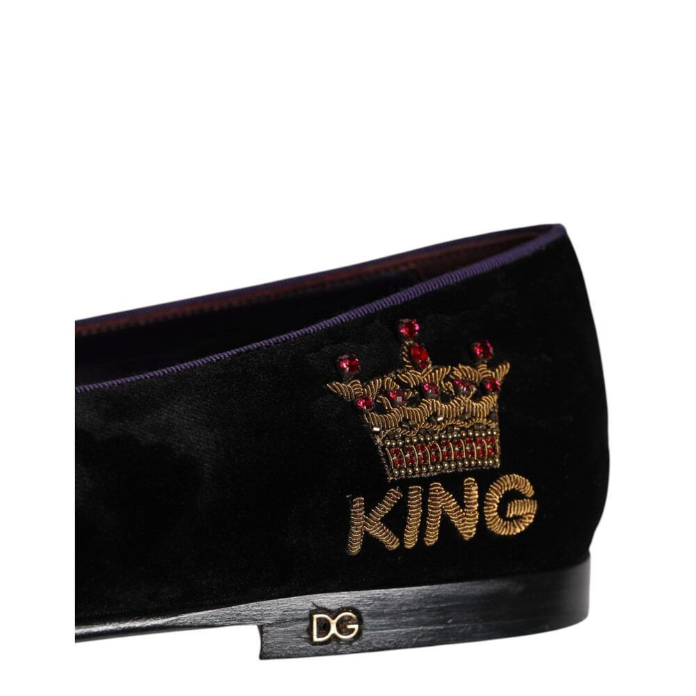 Dolce & Gabbana Dolce & Gabbana Black DG Crown Embroidery Loafers Slip On Sh Size US 9 / EU 42 - 6 Thumbnail