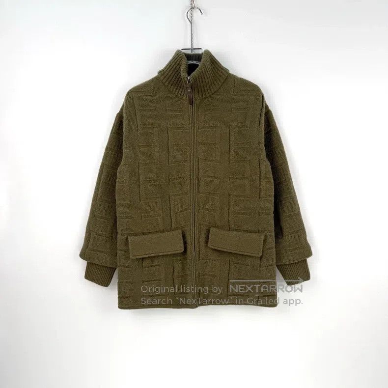 Hermes Hermes Olive Green Full Print Wool Knit Cotton Jacket Size XS / US 0-2 / IT 36-38 - 3 Thumbnail