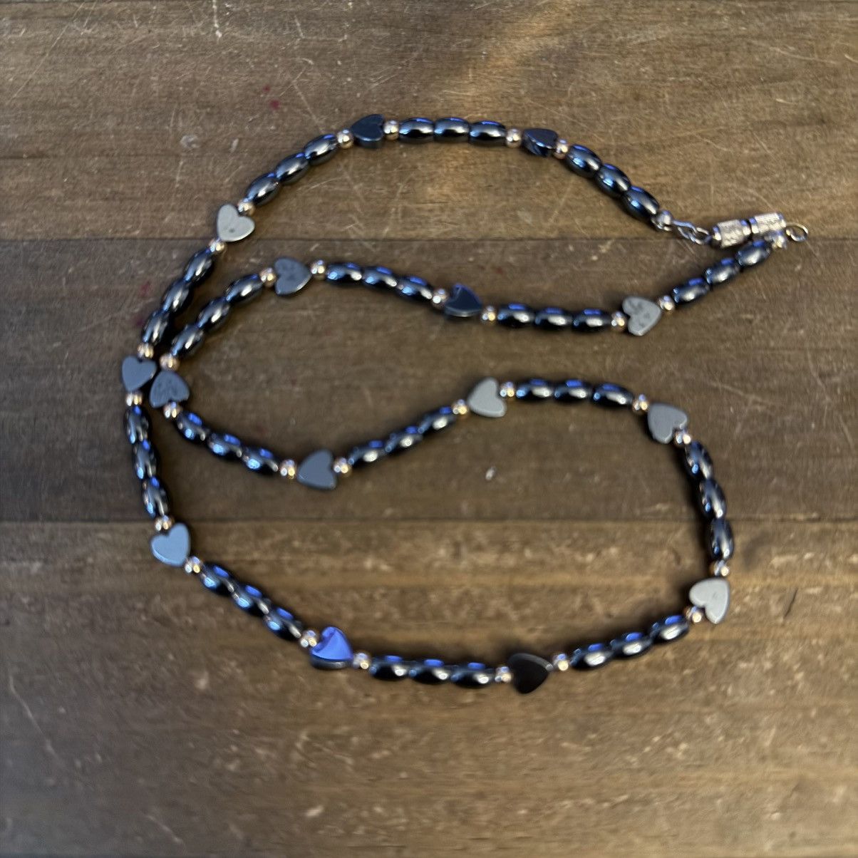 Vintage Vintage hematite heart bead necklace Size ONE SIZE - 3 Thumbnail