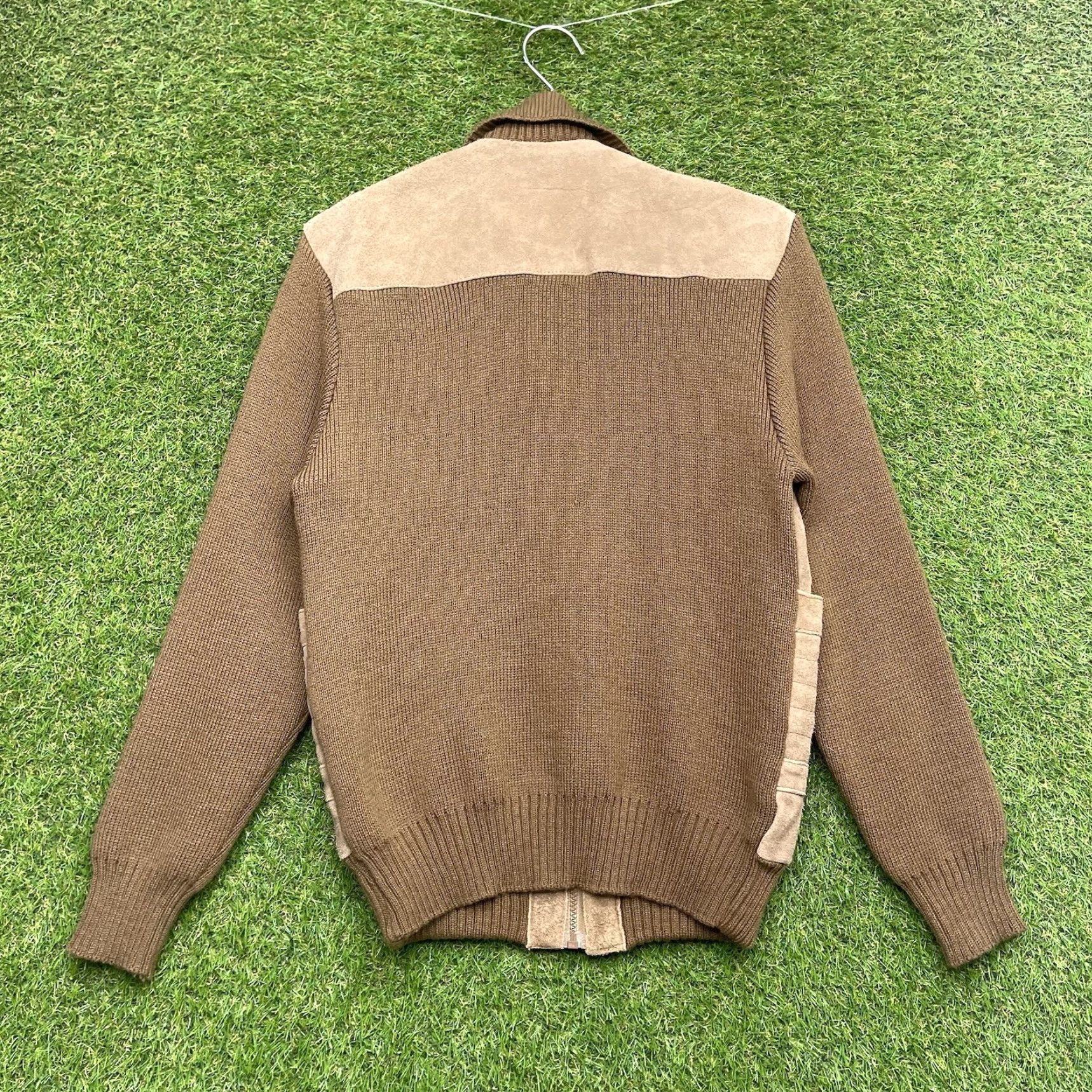 Haband VINTAGE Haband Leather Jacket Mens Medium Brown Full Zip Knit Sleeves Casual 155 East Size US M / EU 48-50 / 2 - 2 Thumbnail
