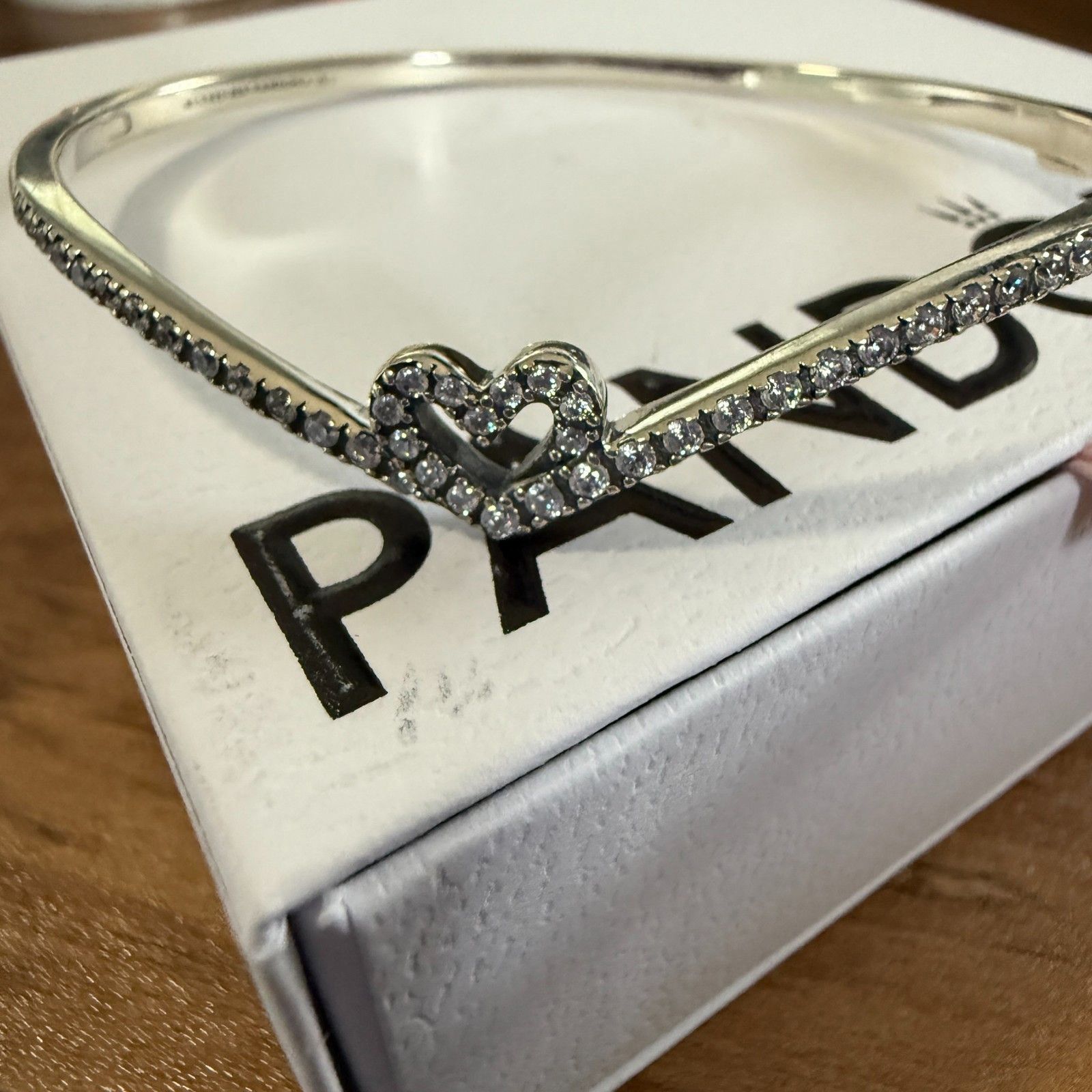 pandora Authentic Pandora Sparkling Heart Sterling Silver Bangle Bra Size ONE SIZE - 5 Thumbnail