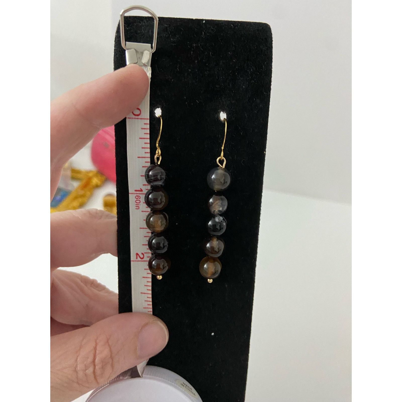 Handmade coffee agate bead earrings Size ONE SIZE - 3 Thumbnail