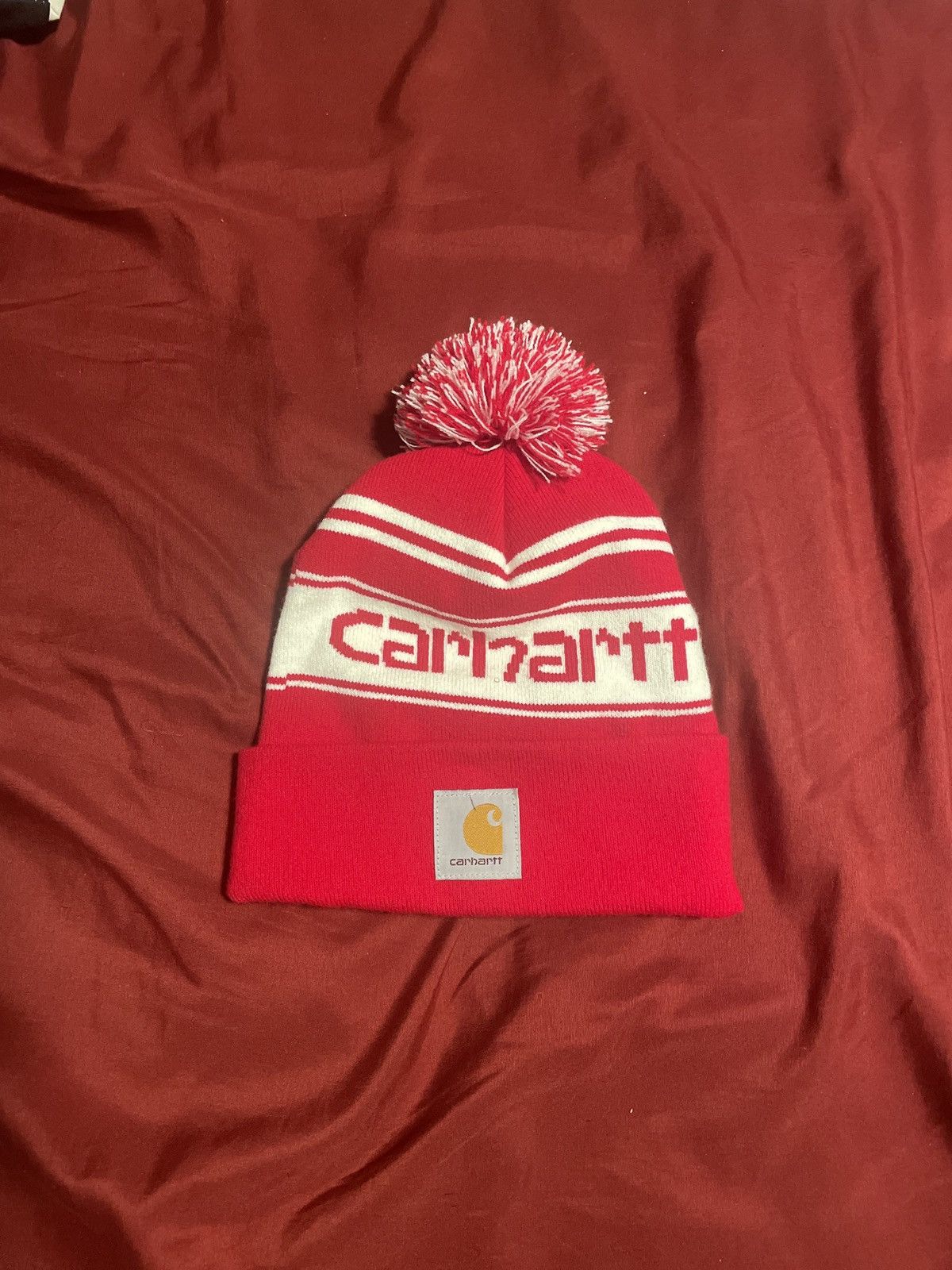 Carhartt Red and white Carhartt beanie Size ONE SIZE - 1 Thumbnail