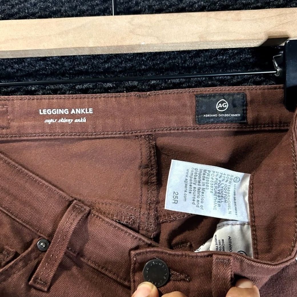 Vintage AG Adriano Goldschmied Legging Super Skinny Ankle Brown Mid Rise Pants Women 25R Size 42" / US 20 - 3 Thumbnail