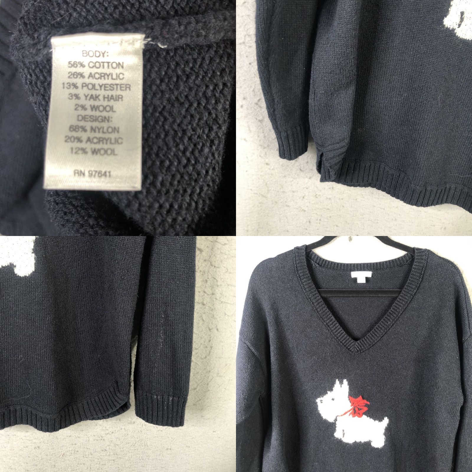 J. Jill J. Jill Sweater Womens L Blue V-Neck Dog Graphic Pullover Knit Wool Yak Cotton Acrylic Polyester Nylon Knit Style Relaxed Casual 90s? (Oops) Size L / US 10 / IT 46 - 8 Thumbnail